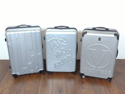 3 Pcs Of Luggage Incl Joan Vass: Also includes Samsonite, Macbeth Collection by Margaret Josephs. From 18" to 19" wide X 11" to 12" deep X 29" to 30" high. All have some wear. MG. IMPORTANT: Before bidding, please read the terms and