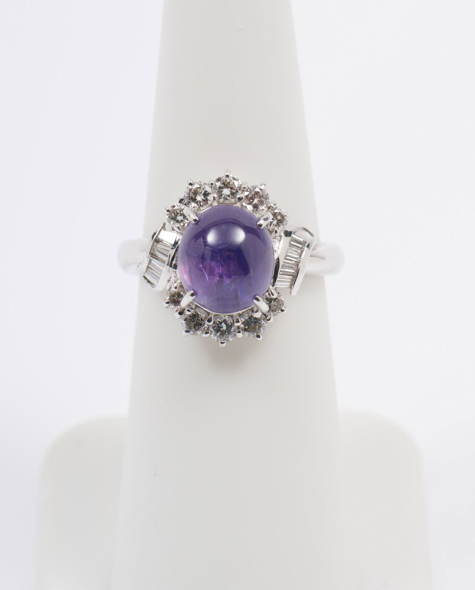 Platinum Purple Star Sapphire & Diamond Ring (1 of 6)