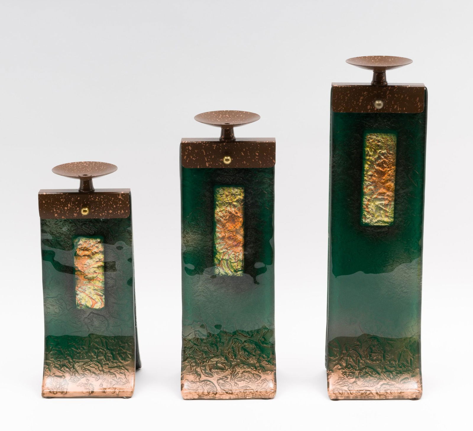 3 Mark Hines Art Glass Candle Holders (1 of 8)