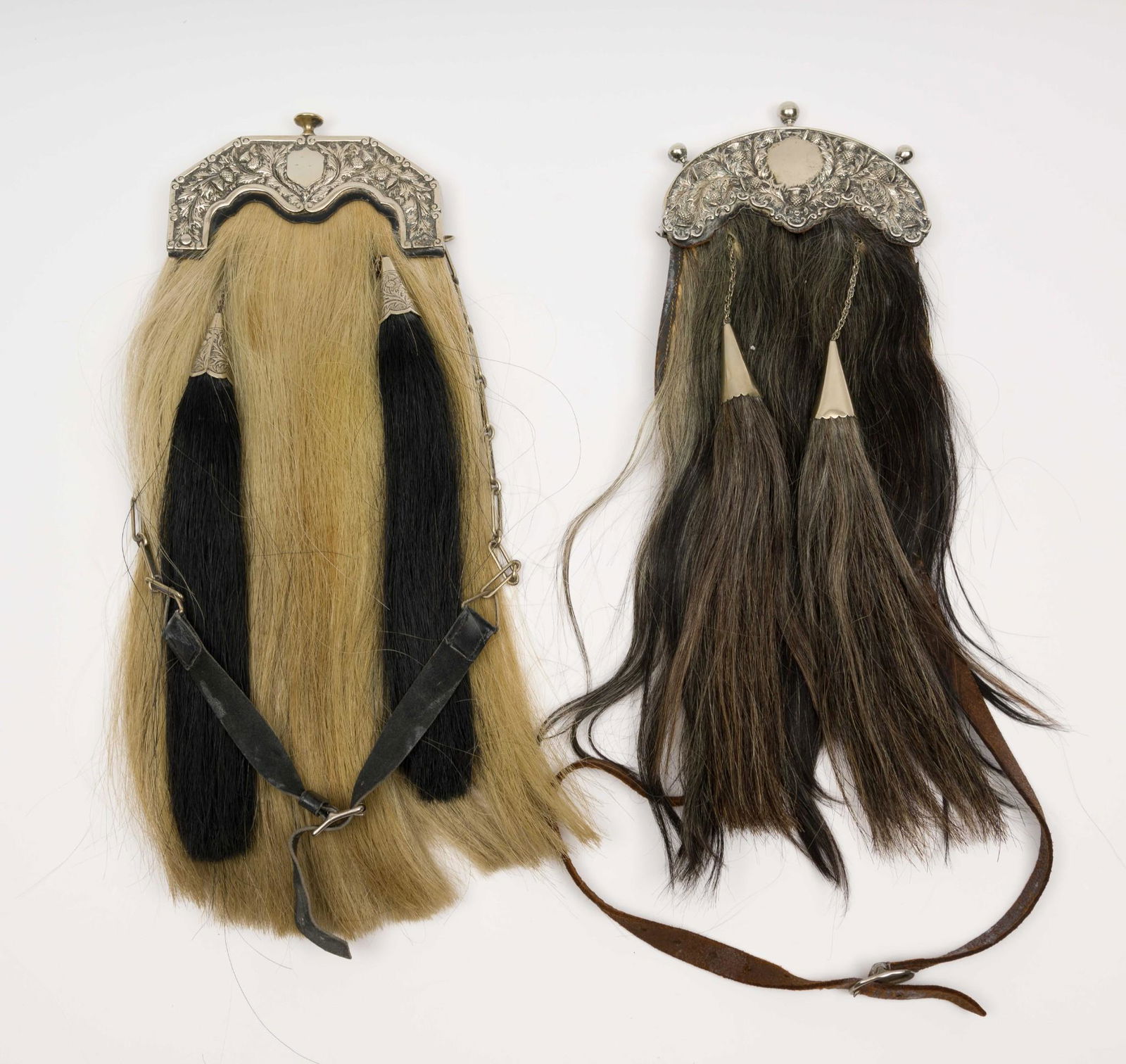 2  Silverplate, Leather and Horse Hair Scottish Dress Sporrans (1 of 6)