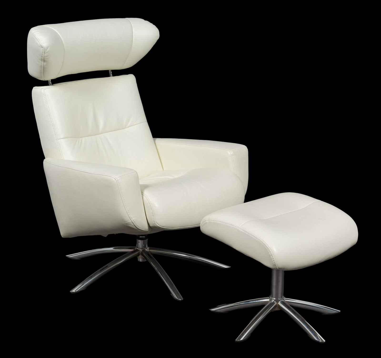 IMG Norway White Leather Recliner & Ottoman (1 of 13)