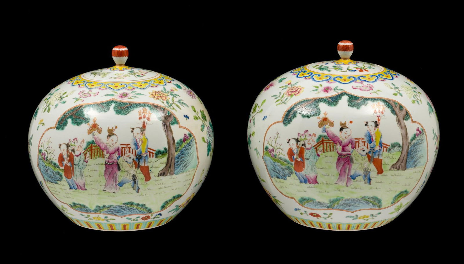 Pair of Chinese Famille Rose Lidded Ginger Jars (1 of 10)