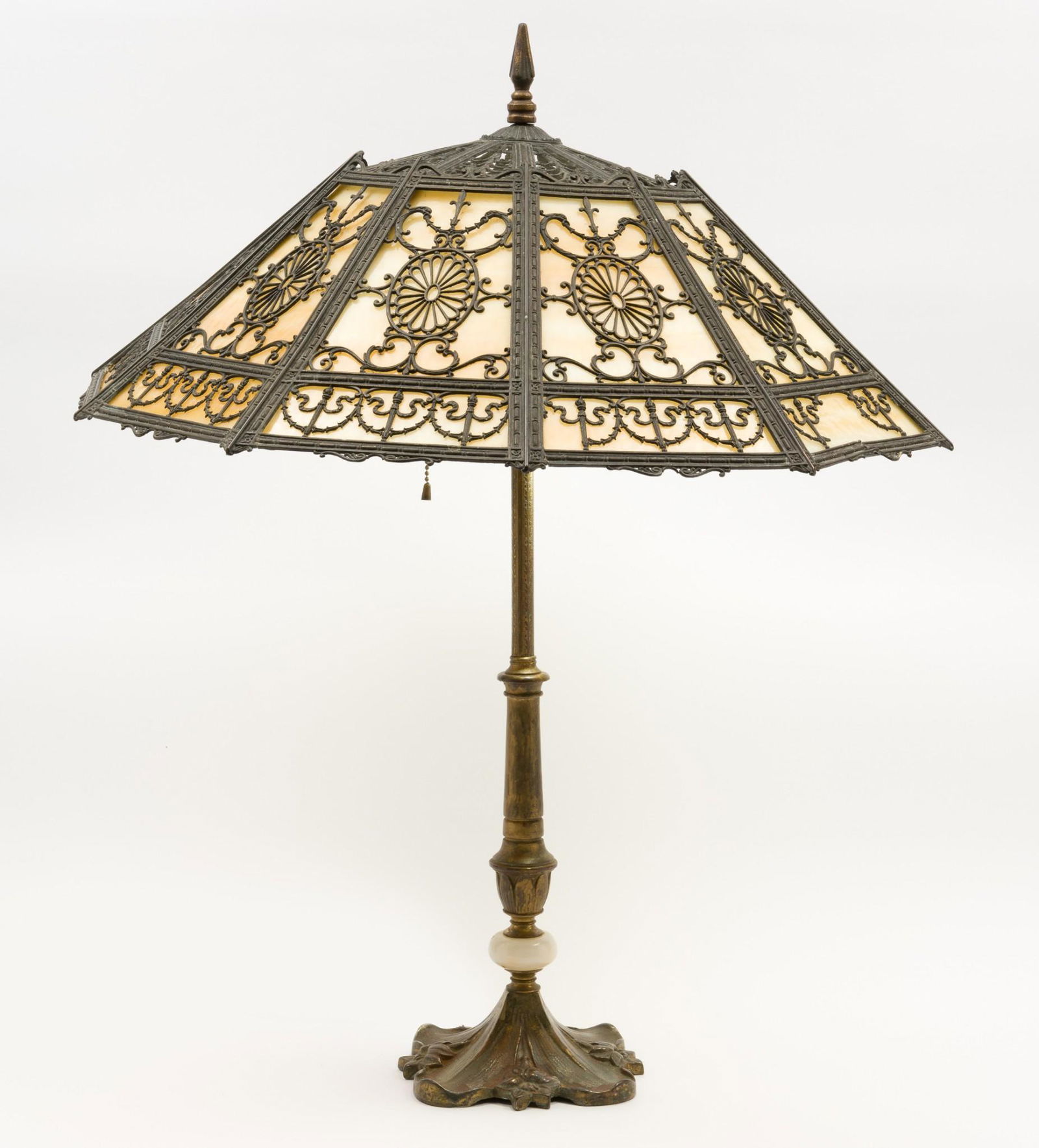 Art Nouveau Slag Glass Table Lamp (1 of 6)