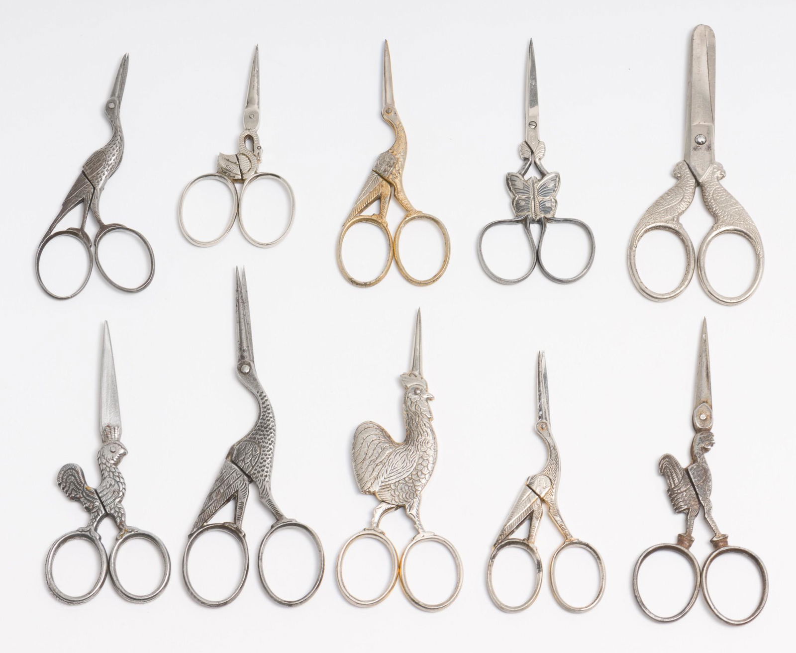 10 Antique Sewing Scissors Incl. Storks & Chickens (1 of 5)