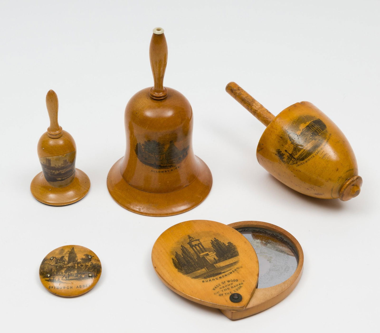 5 Pcs Antique Mauchline Ware incl. Dryburgh Abbey (1 of 9)