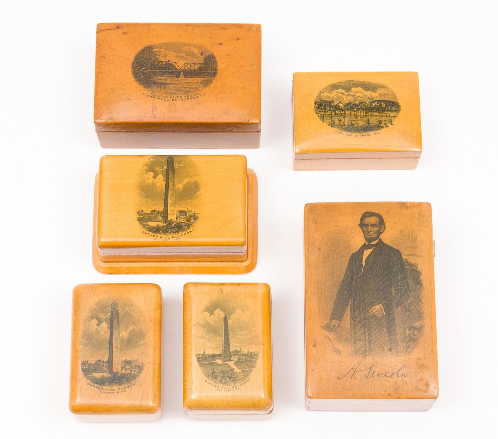 6 Pcs American Mauchline Ware Incl Lincoln (1 of 4)