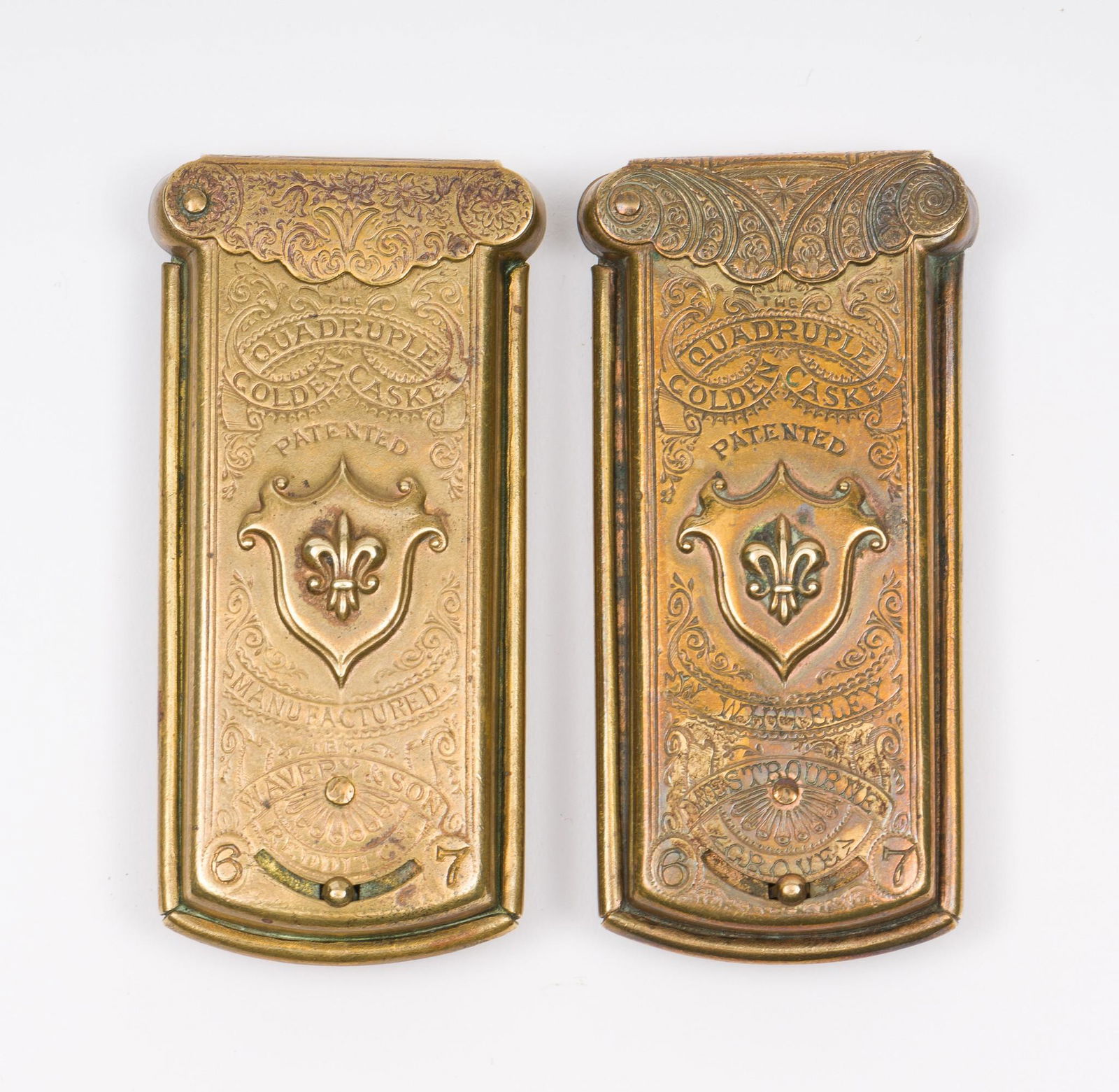 2 19th C. Brass W. Avery & Son Needle Cases (1 of 4)