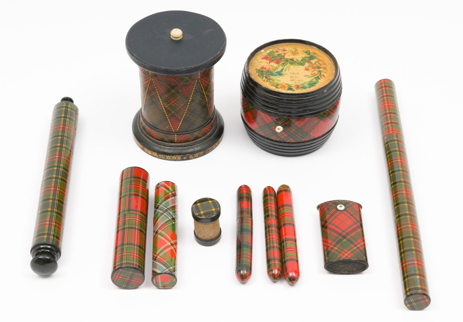 11 Pcs Tartan Wear Incl Thread Boxes and Needle Holders (1 of 5)