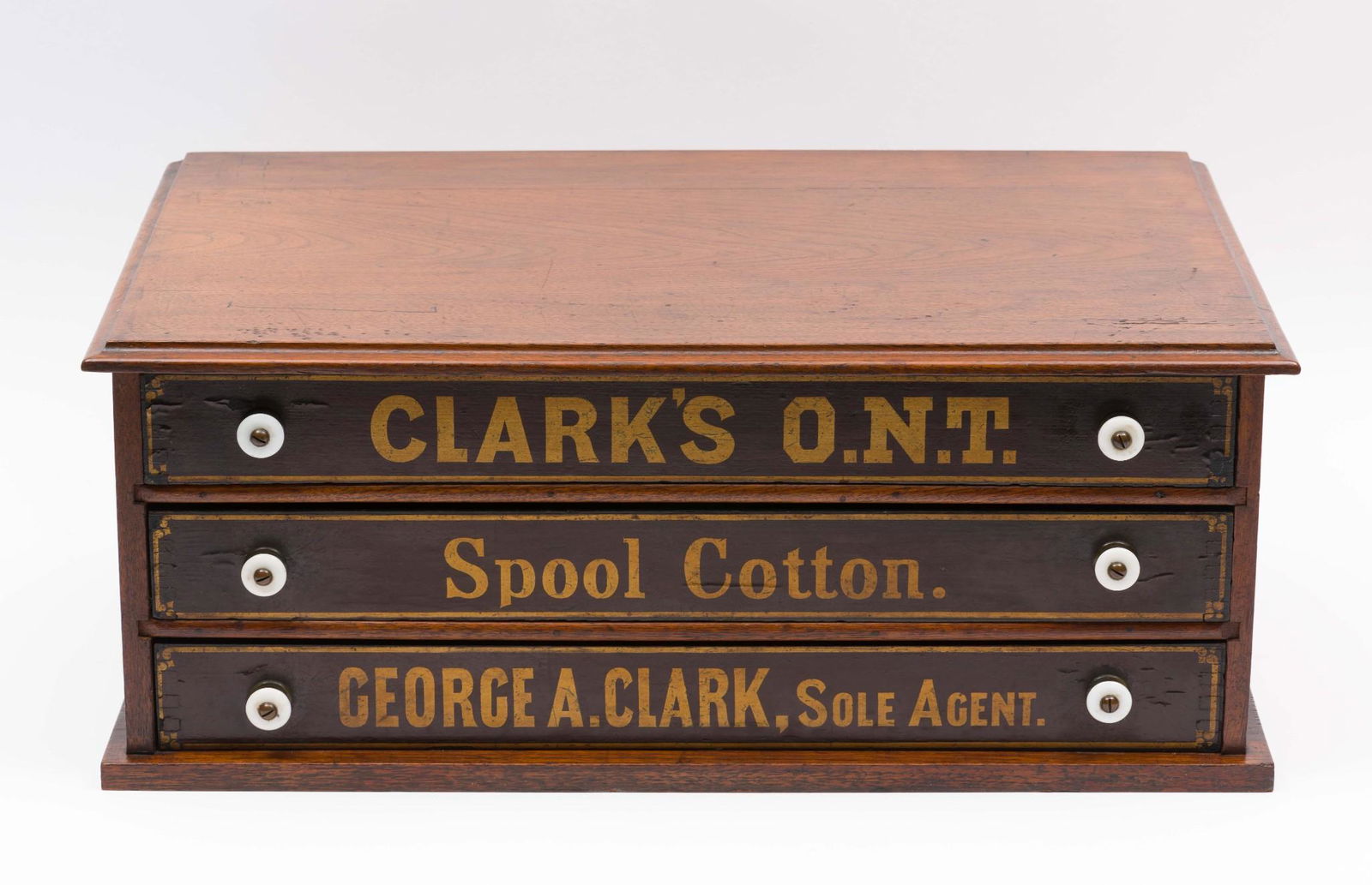 Antique George A. Clark 3-Shelf Spool Drawl (1 of 7)