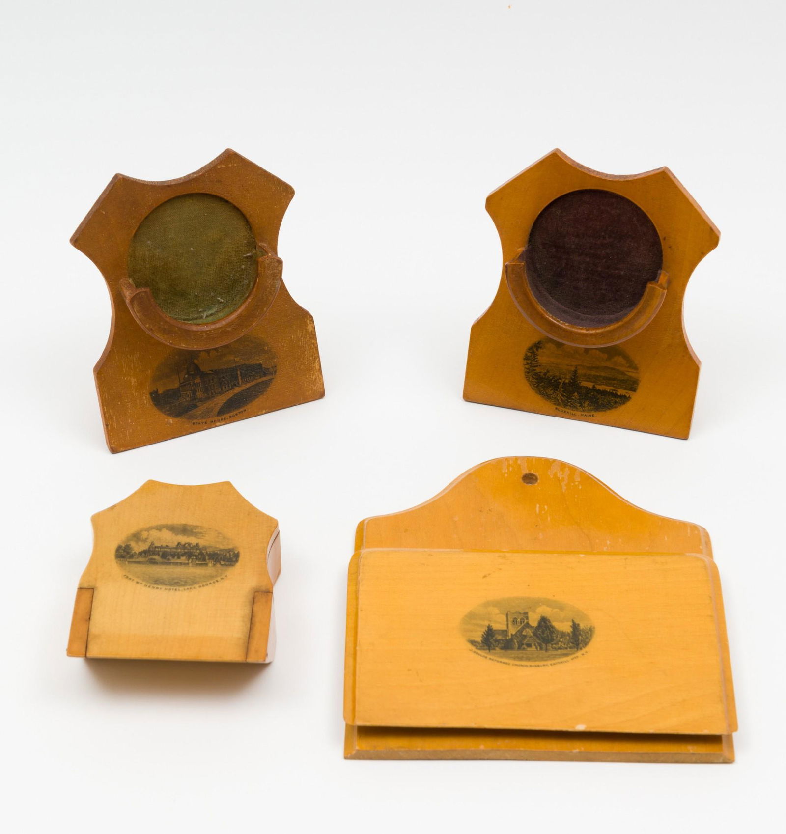 4 Pcs. Antique American Mauchline Ware incl. Bluehill, Maine (1 of 8)