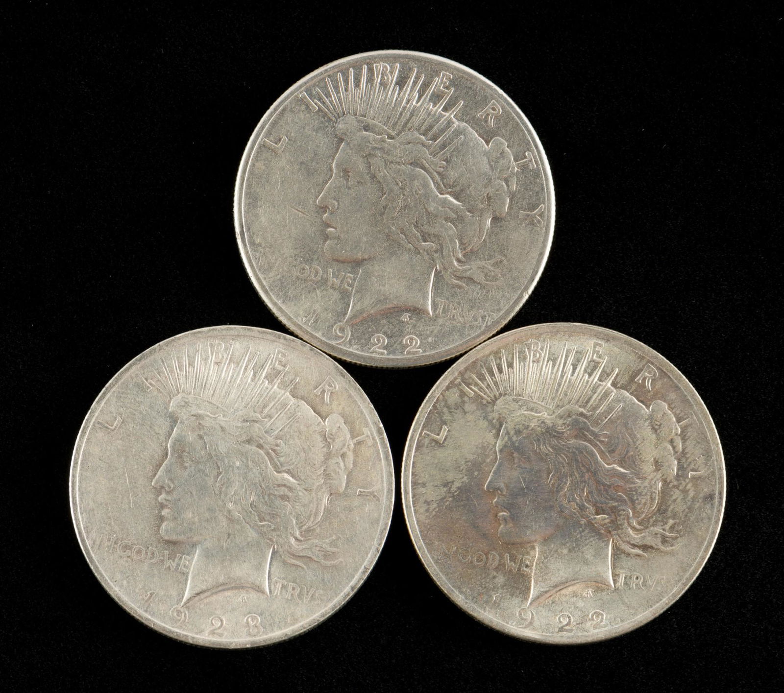 3 Peace Silver Dollars (1 of 2)