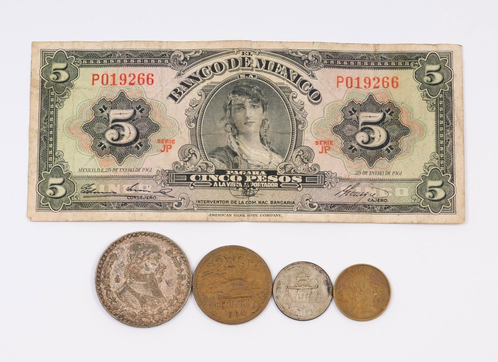5 Pieces Assorted Mexican Currency (1 of 5)