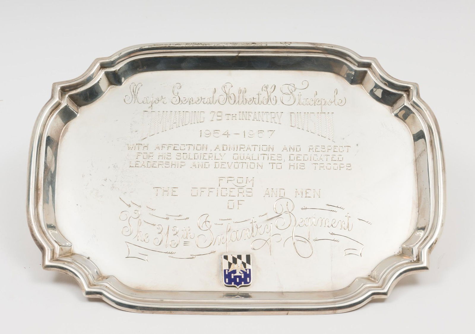 Poole Sterling Commemorative Tray To Major General Albert H. Stackpole (1 of 4)