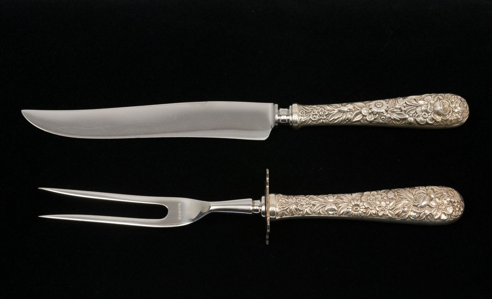 S. Kirk And Son Sterling Handled Fork And Knife, Repousse (1 of 3)