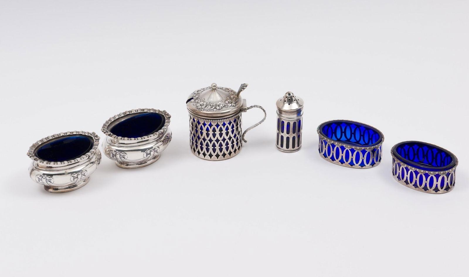 6 Pcs. Sterling and Cobalt Tableware Incl Whiting (1 of 18)