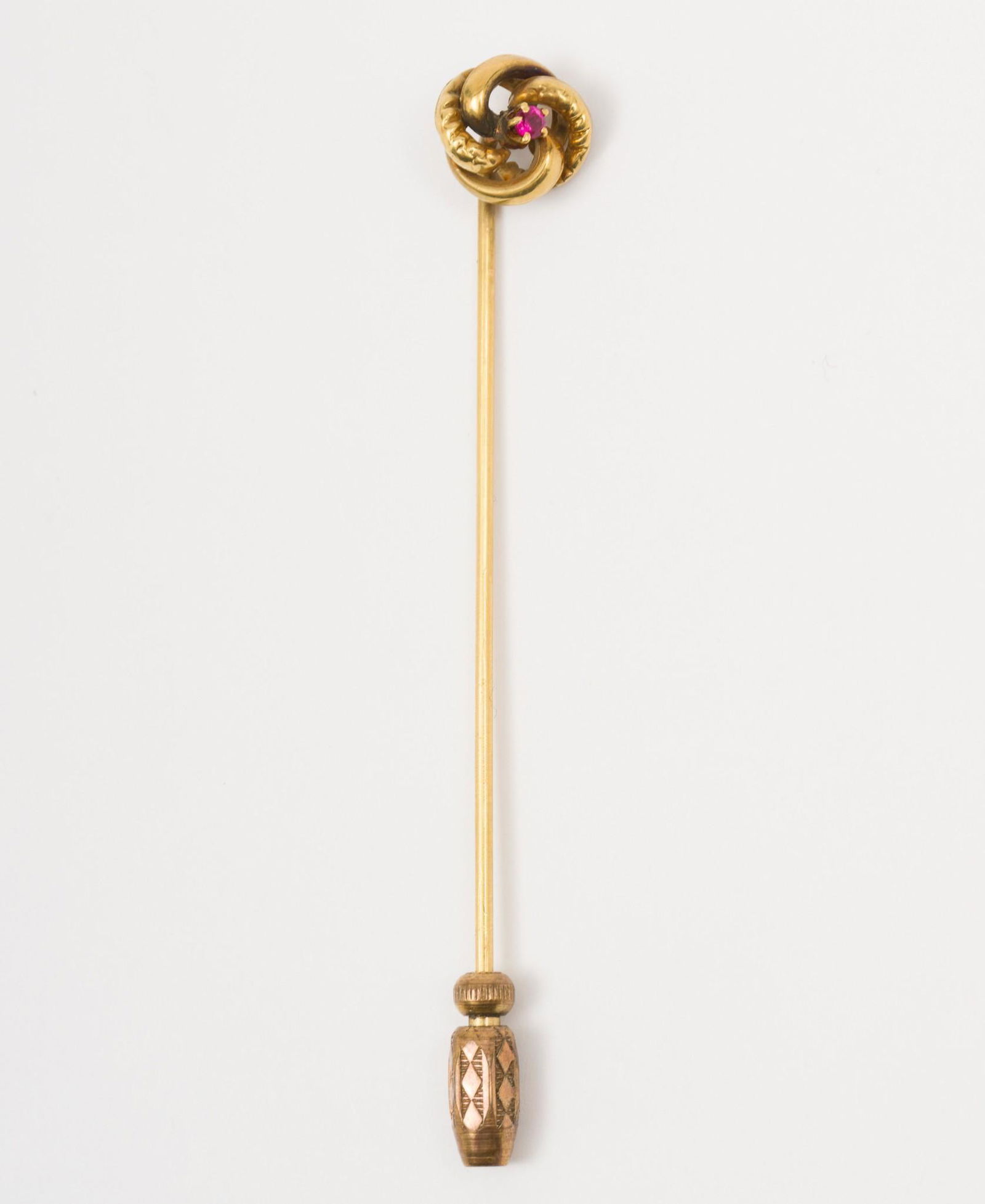 Antique 14K Gold and Ruby Knot Stick Pin (1 of 2)