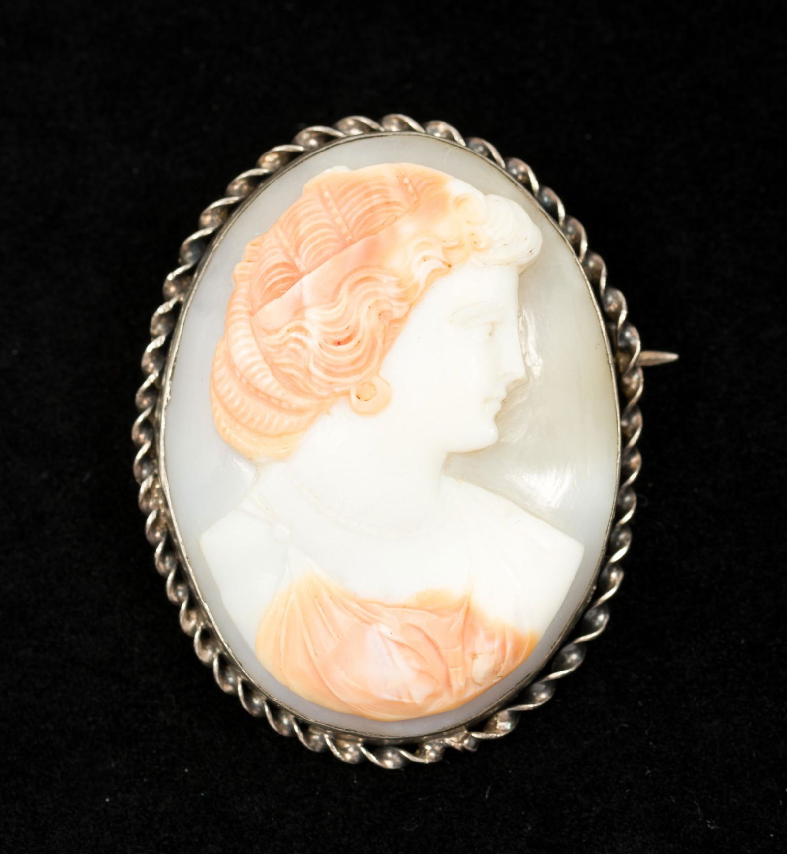 800 Silver Shell Cameo Brooch (1 of 3)