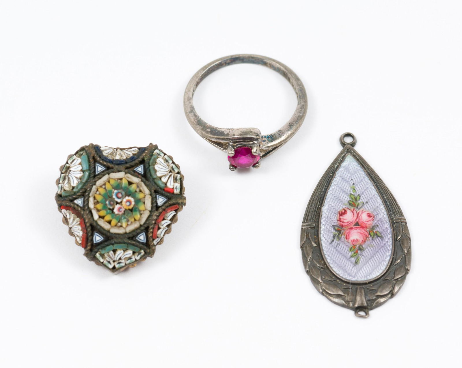 Vintage Ring, Depose Pendant, and Micro Mosaic Brooch (1 of 8)