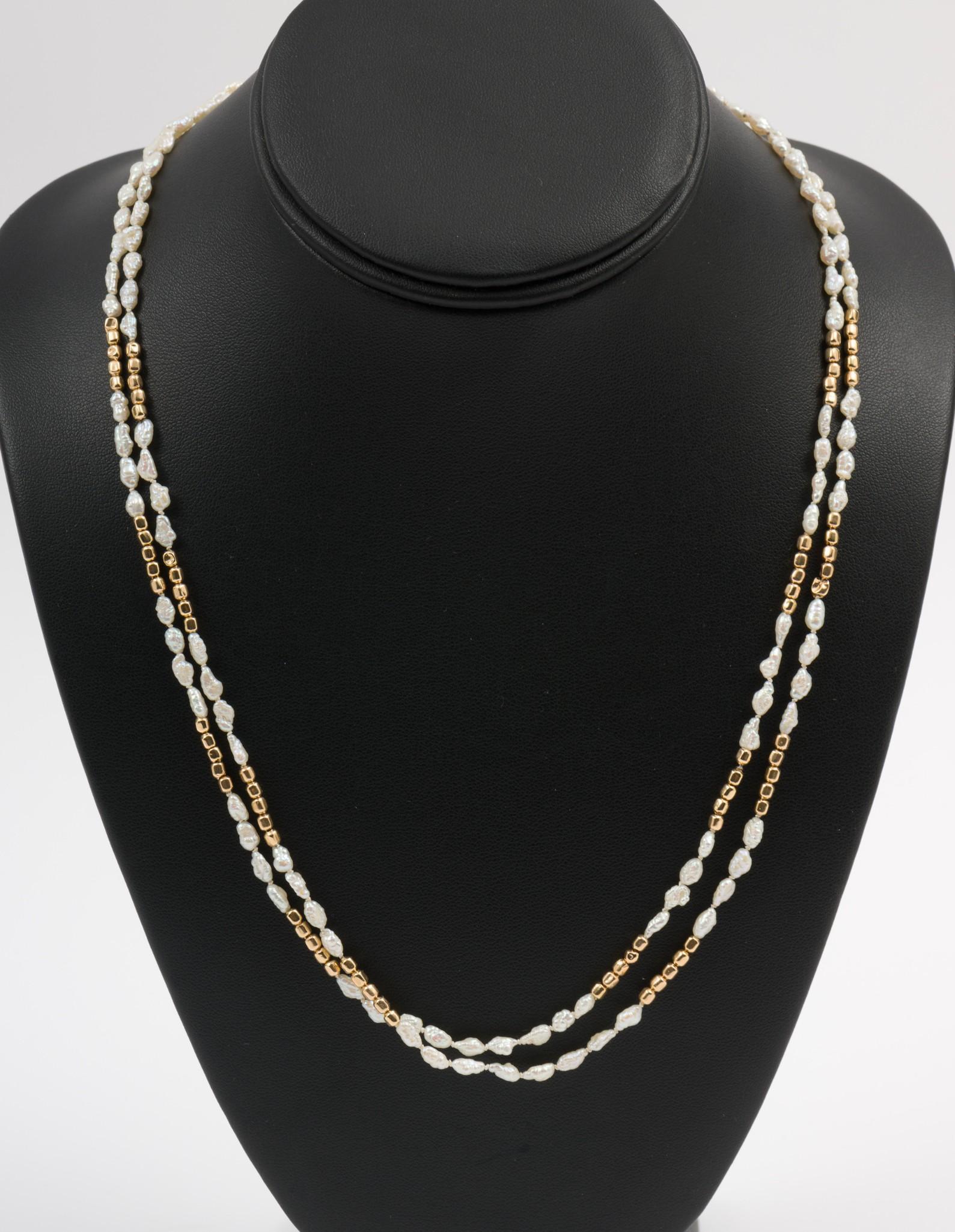 Seed Pearl & Gold Bead Necklace (1 of 4)