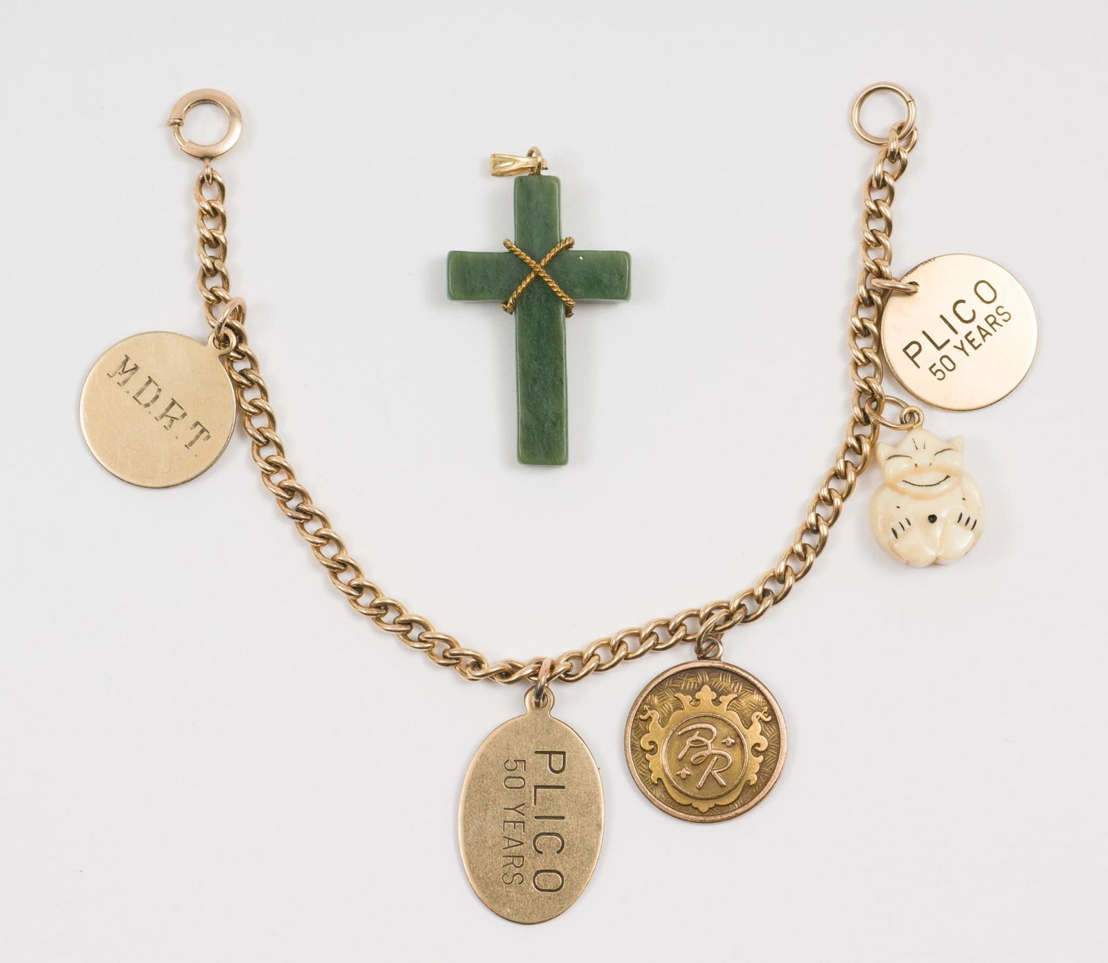 Charm Bracelet & Jade Cross Pendant (1 of 8)