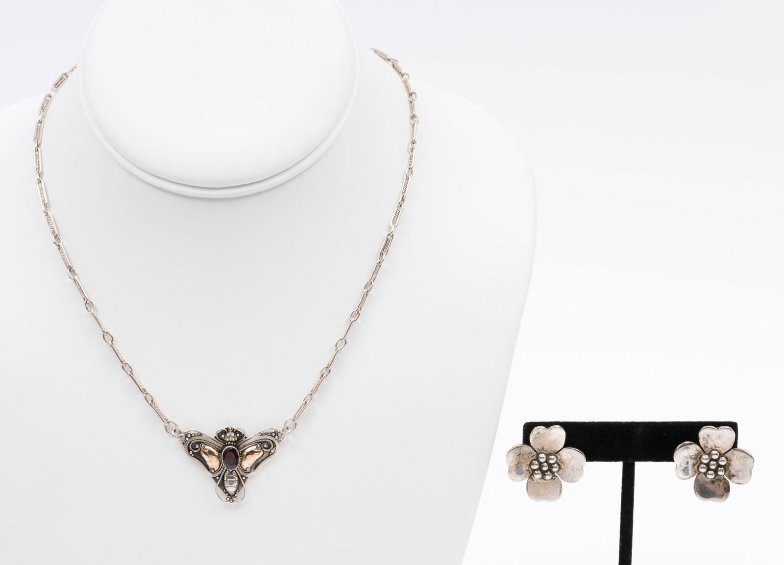 Sterling Butterfly Necklace & Flower Earrings (1 of 8)