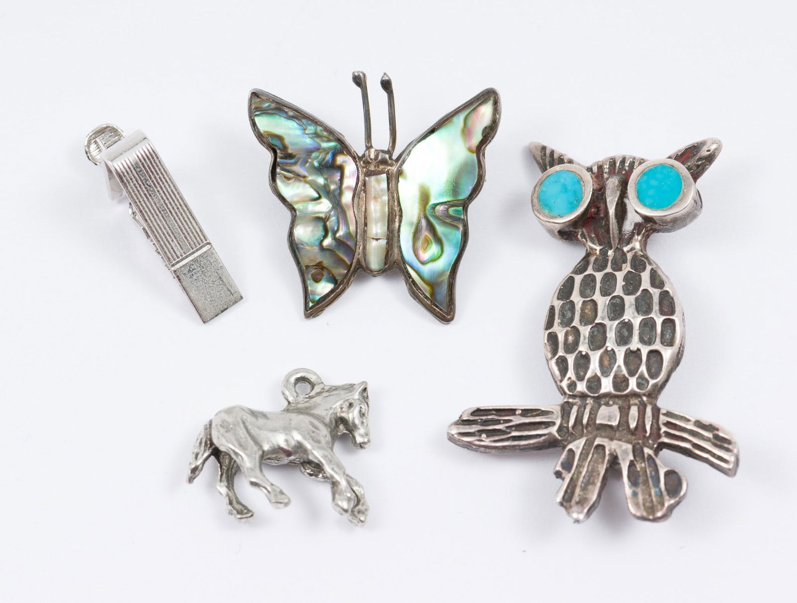4 Sterling Items incl Brooches, Charm, Tie Clip (1 of 9)