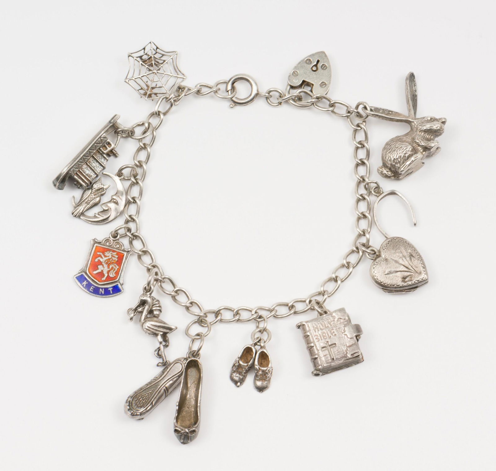 Sterling Charm Bracelet with 12 Charms (1 of 4)