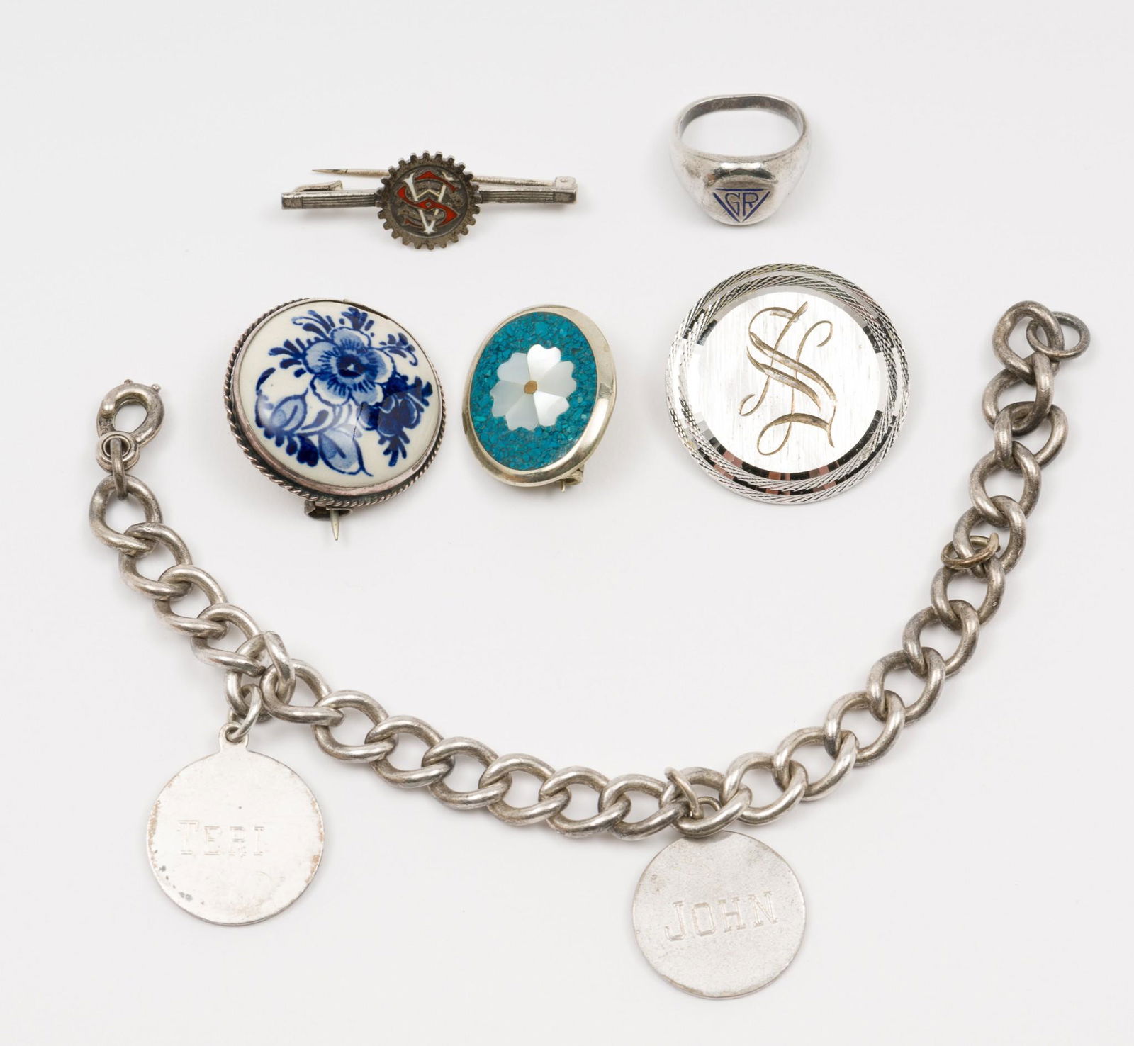 6 Pcs Sterling incl Signet Ring (1 of 13)