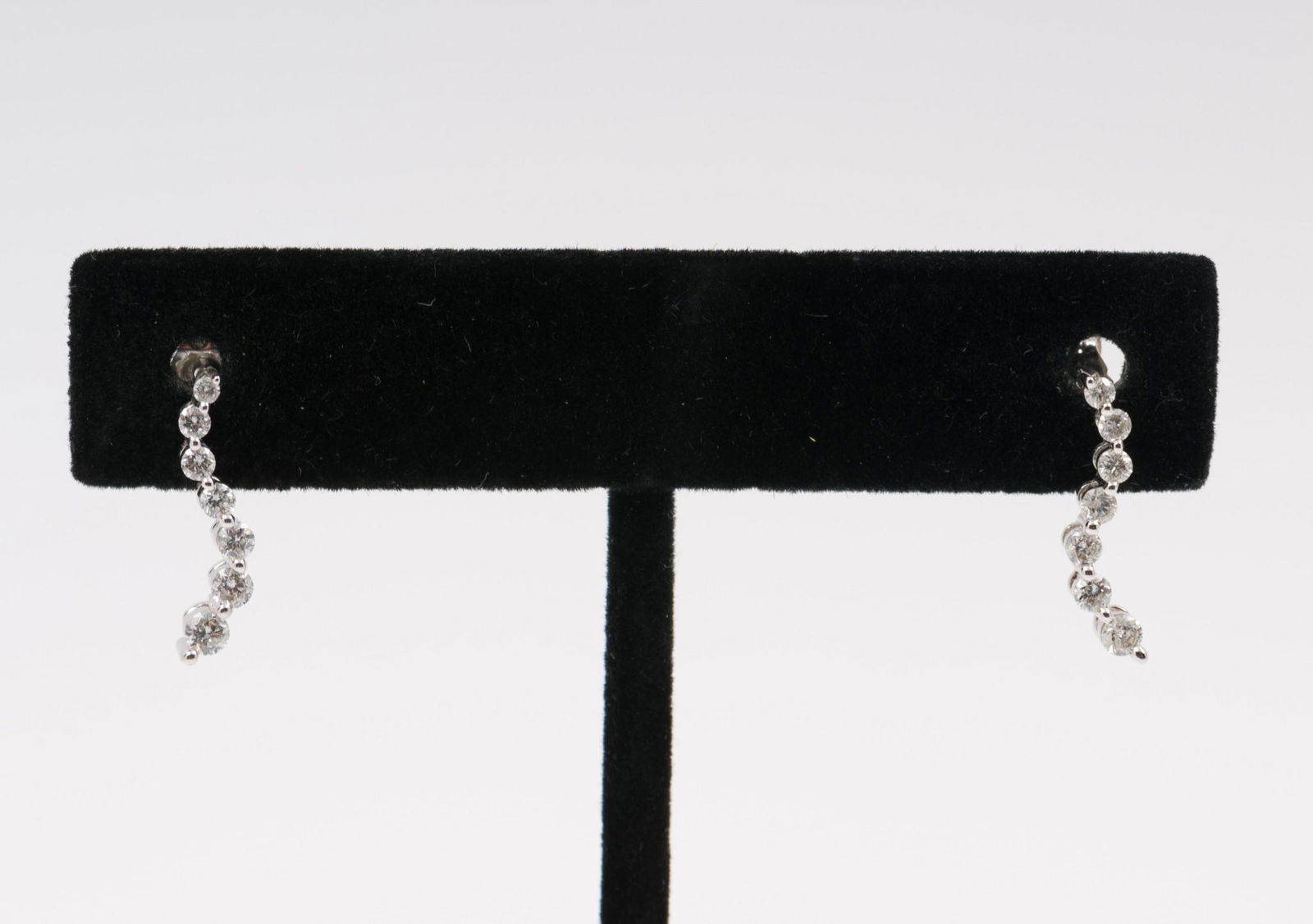 14K White Gold & Diamond Journey Earrings (1 of 4)