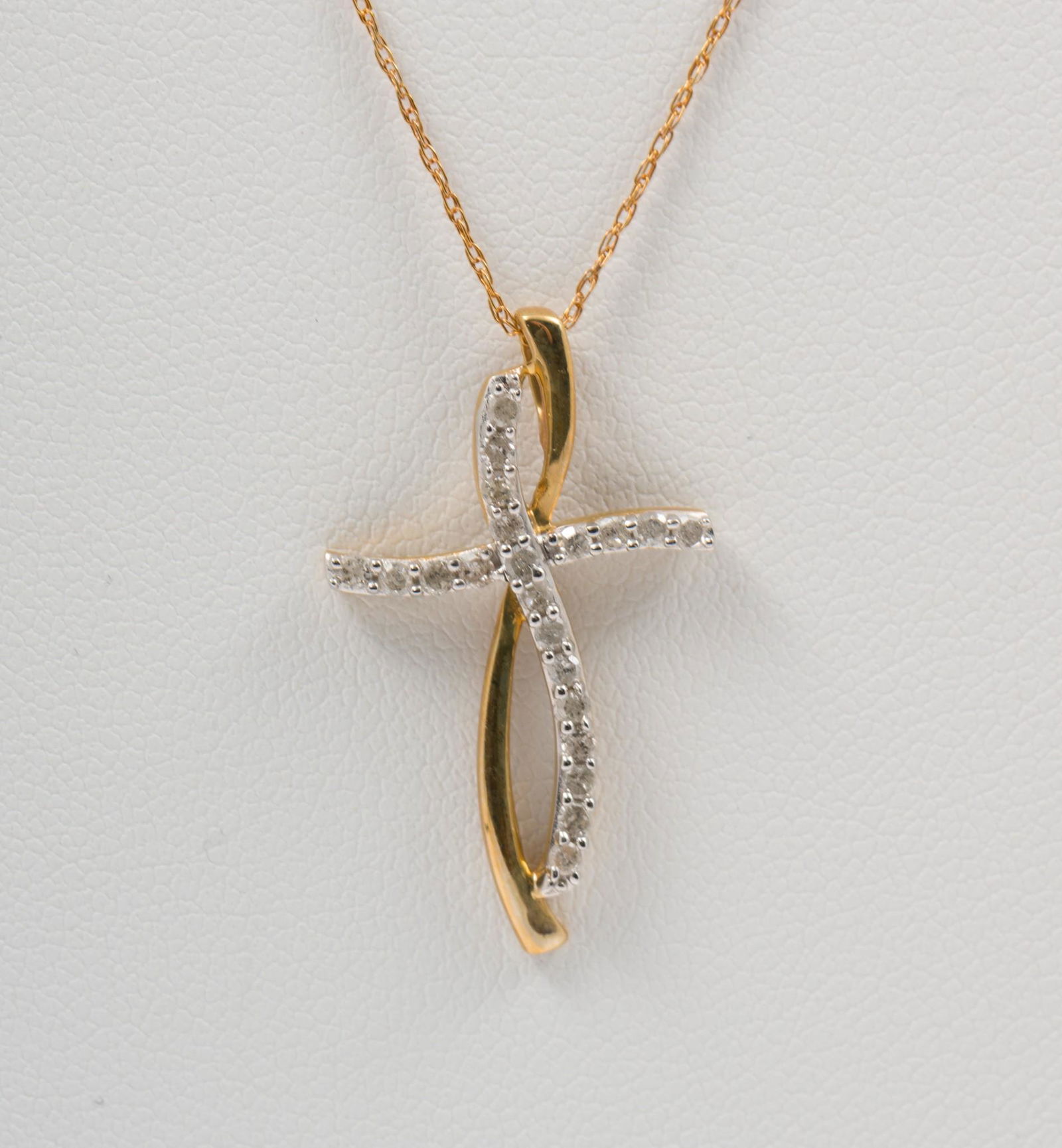 10k Gold & Diamond Cross Necklace (1 of 5)