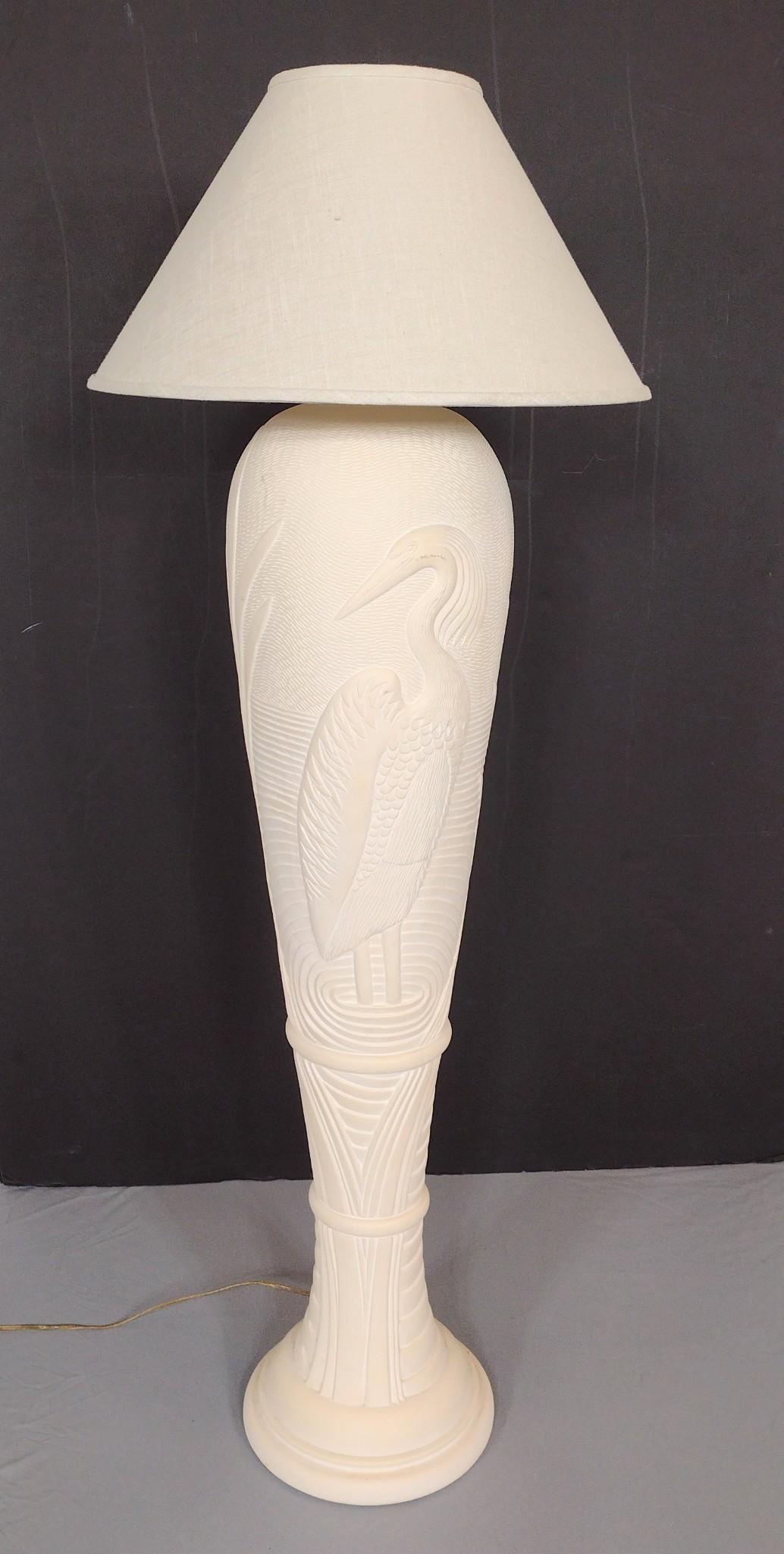 Dayle Rushall Ceramic Floor Lamp with Egret (1 of 5)
