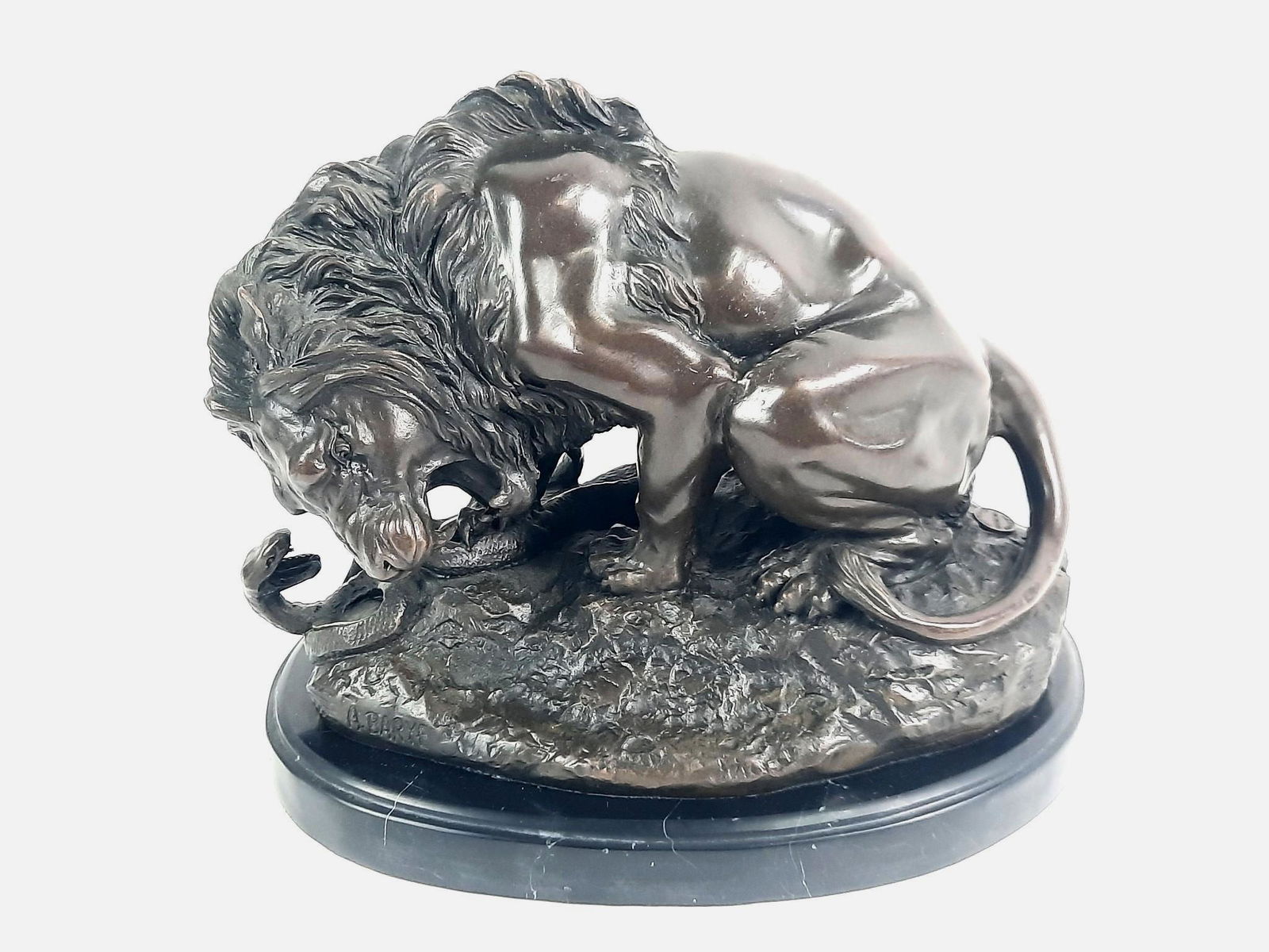 Barye Bronze Lion and Snake Sculpture (1 of 5)