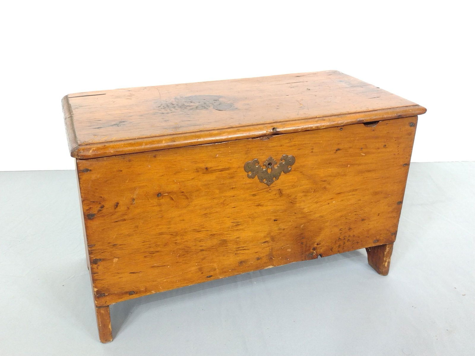 Antique Wood Storage Box with Wrought Iron Hinges (1 of 5)