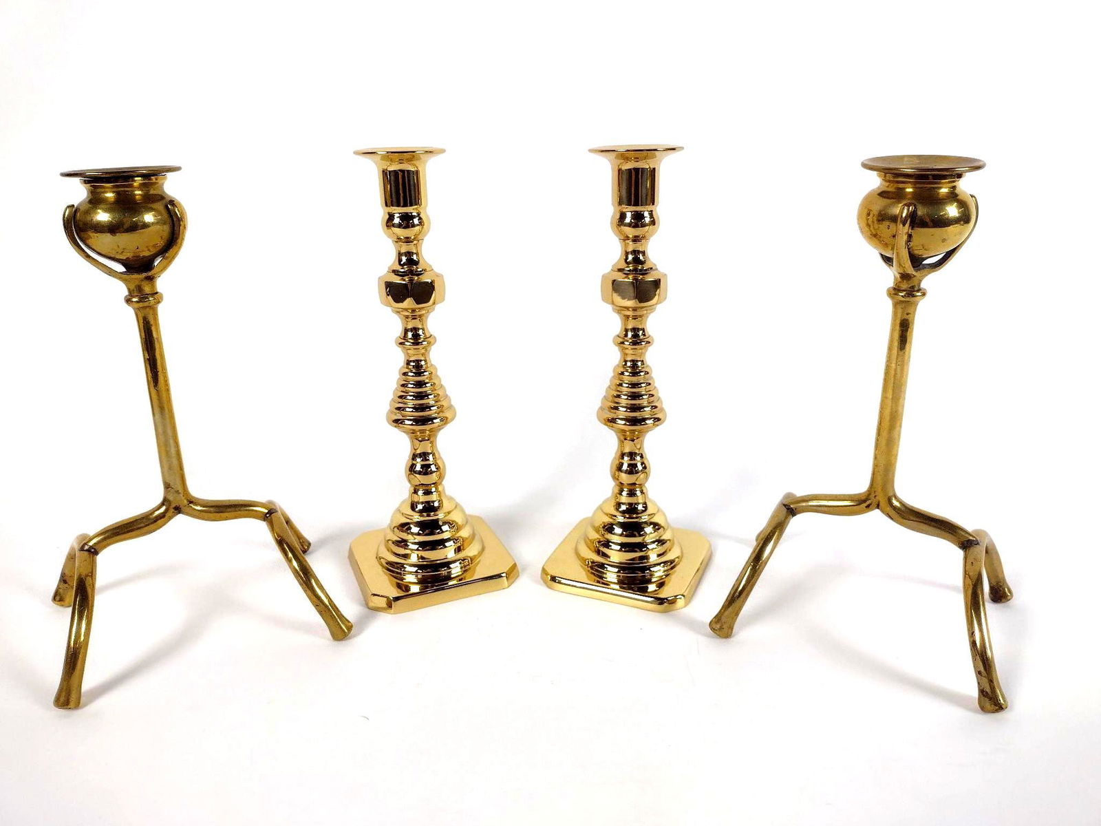 4 Brass Candle Holders Incl Beehive (1 of 5)