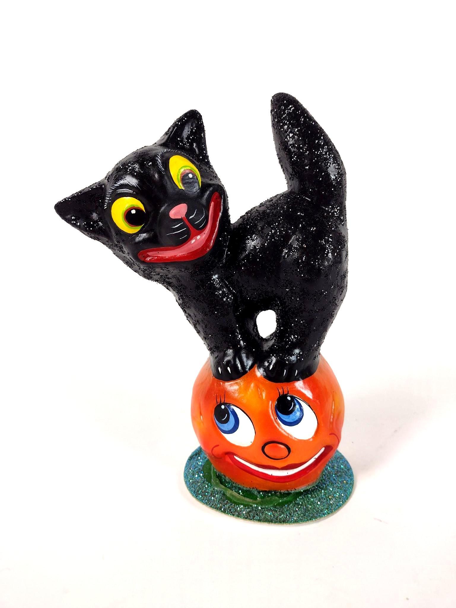 8" Ino Schaller Black Cat and Pumpkin Candy Container (1 of 4)