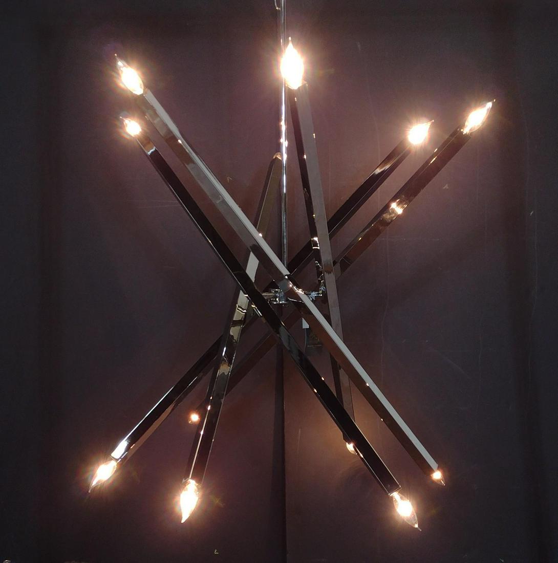 Regina Andrew Chrome Viper Chandelier: Closed 10", open 35" diameter X 48" high. Working. MG. IMPORTANT: Before bidding, please read the terms and conditions. When you registered for the auction you agreed to these terms and will be requir