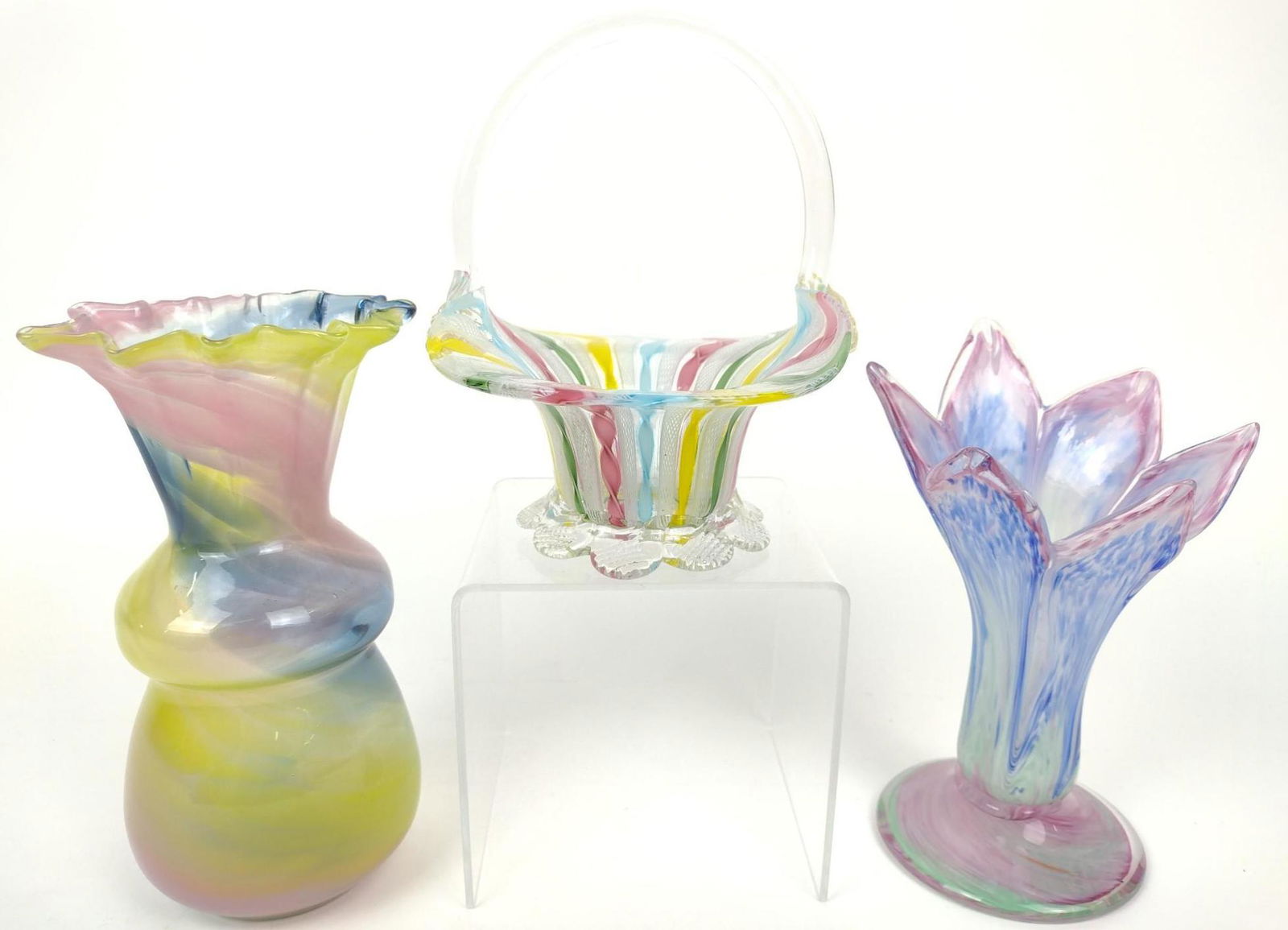 3 Pcs Art Glass Incl Zanfirico Basket (1 of 6)