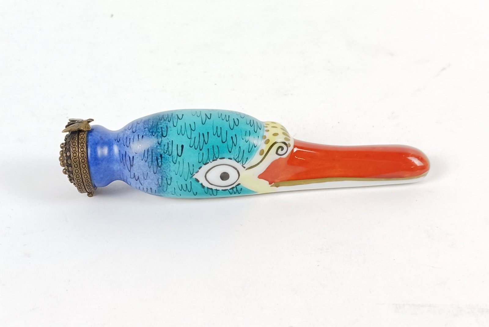 Limoges Duck Head Trinket Box: Made of porcelain. 5-1/4" long. MEG From the estate of Robert Harman. IMPORTANT: Before bidding, please read the terms and conditions. When you registered for the auction you agreed to these terms and
