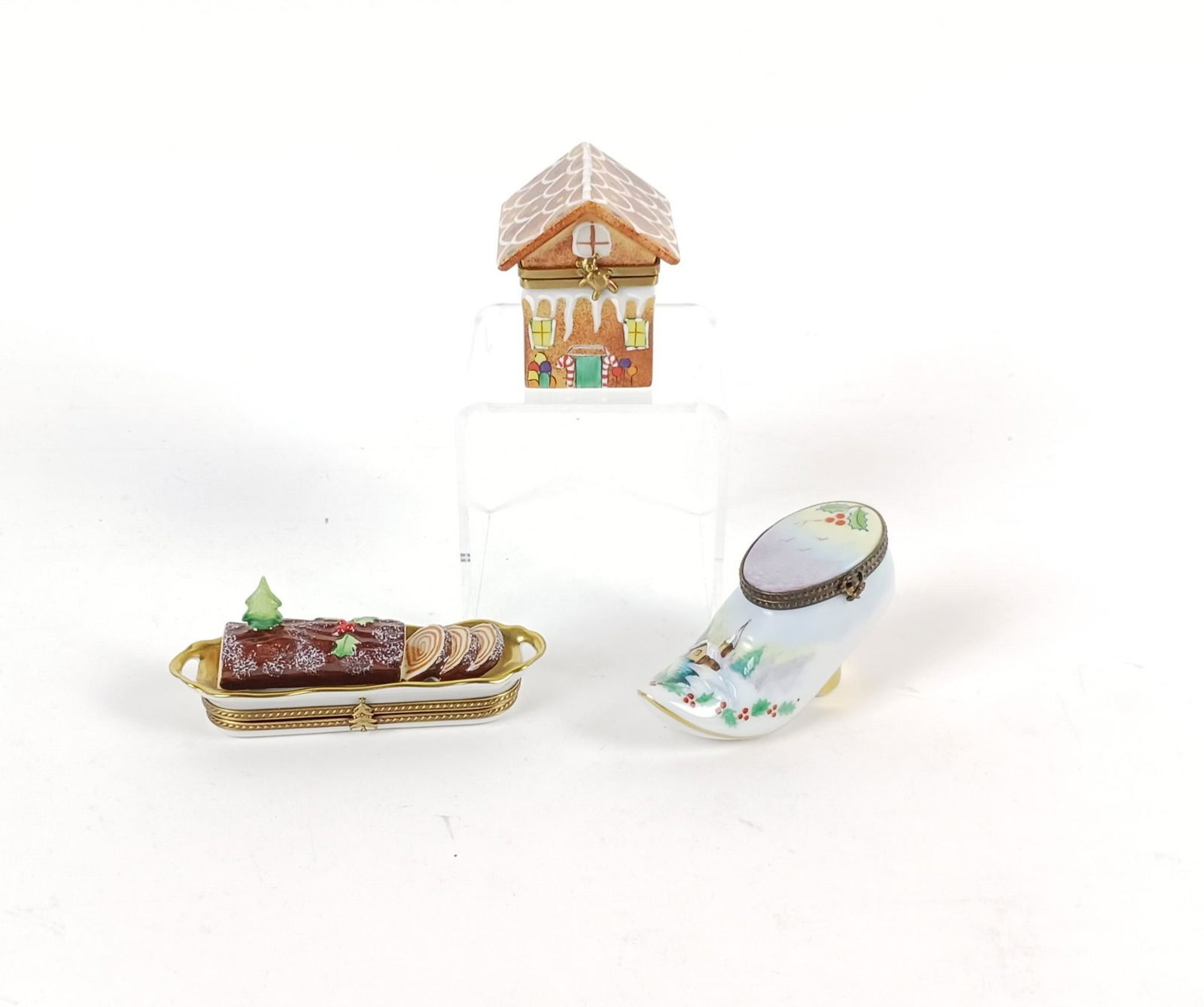 3 Limoges Trinket Boxes incl Gingerbread House (1 of 10)