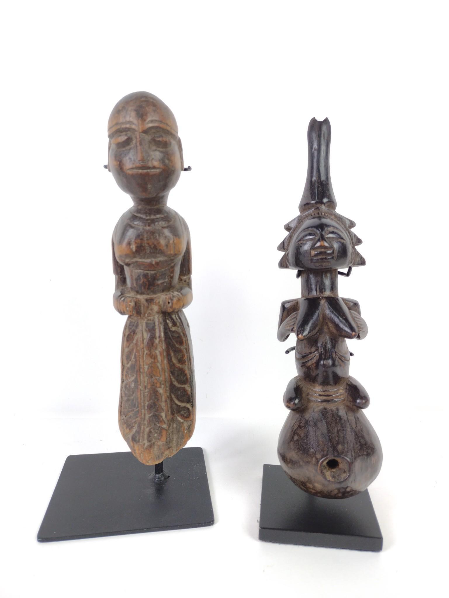 2 African Wood Carved Sculptures Incl Pipe (1 of 6)