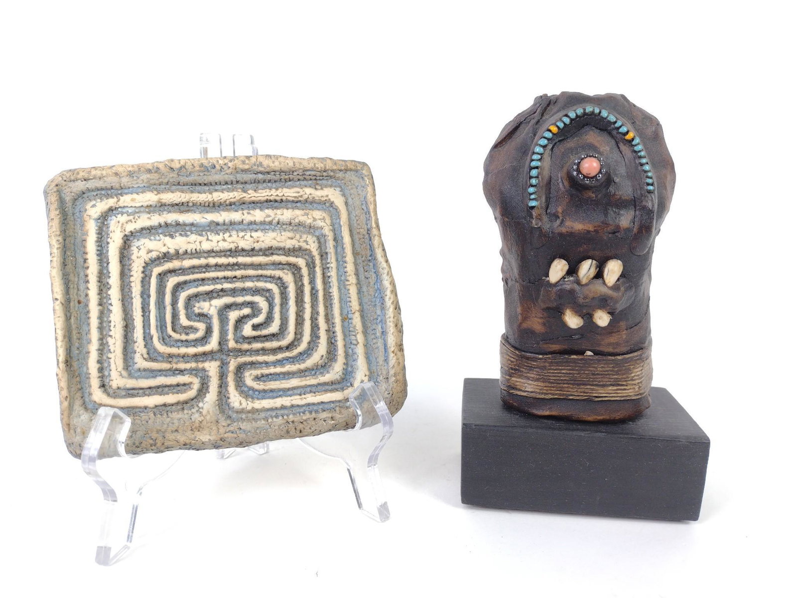 2 Pcs Anthony Ciabella Tile & Sculpture: Ciambella has been teaching at PAFA for over 25 years. He works as a painter, sculptor, photographer, mixed media and digital artist. He has exhibited works in group and solo exhibitions throughout th