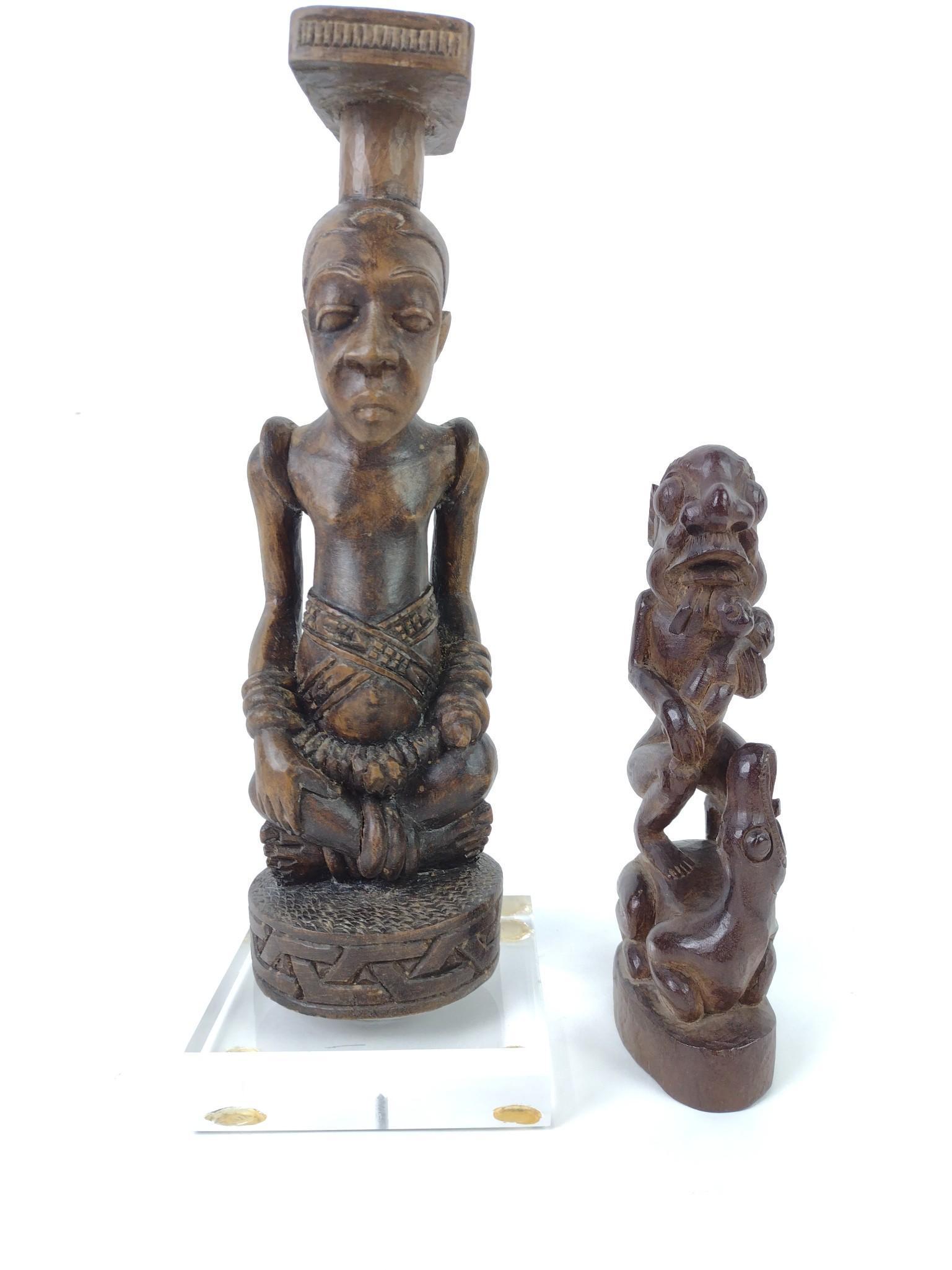 2 African Wood Carvings Incl "Child Eater" and Kuba (1 of 5)