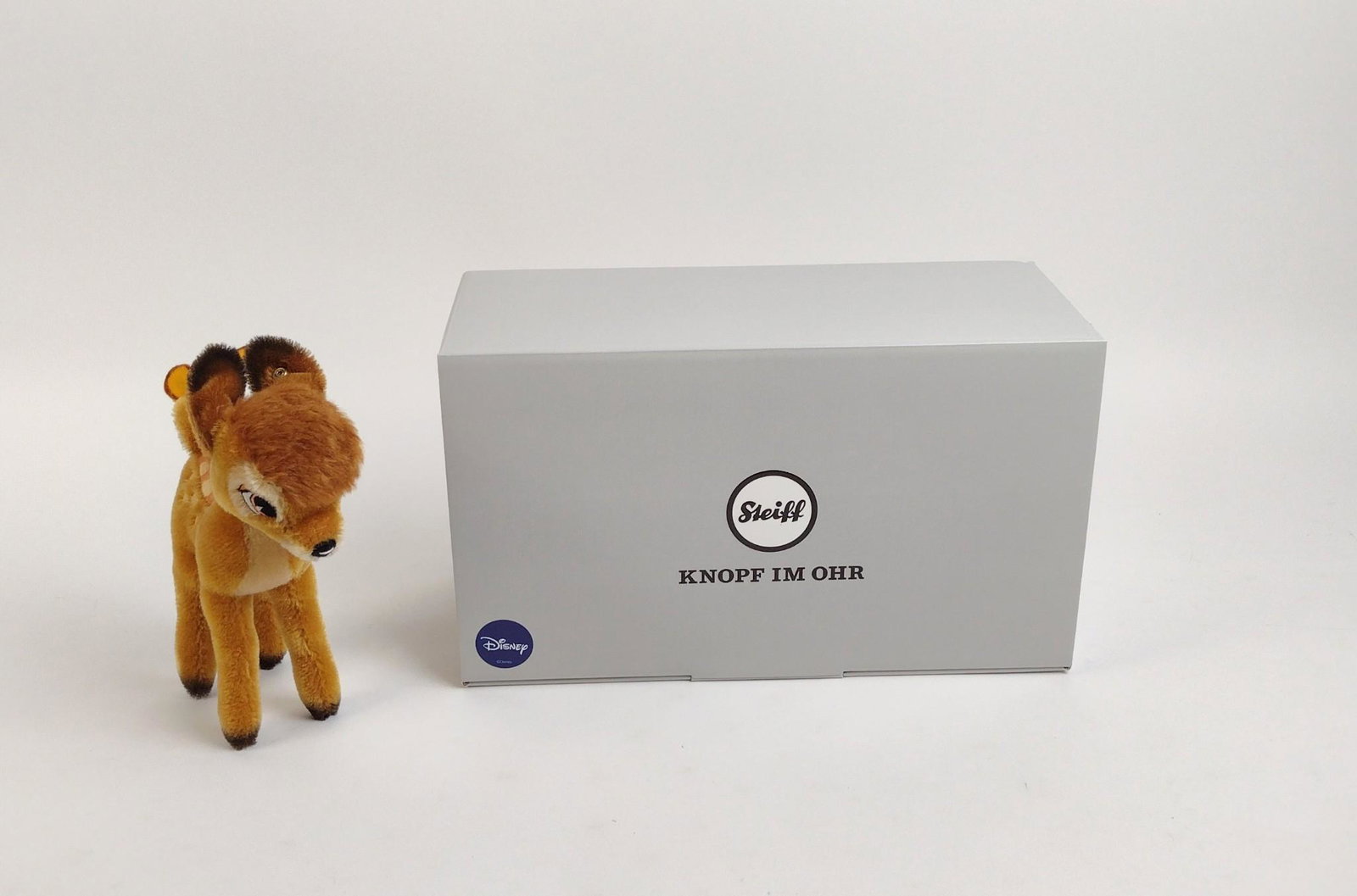 Steiff Ltd Ed. Bambi w/ Box & Ear Tag: Tag number 354656. 2-1/2" wide x 7" long x 8-1/4" high. MEG From the estate of Robert Harman. IMPORTANT: Before bidding, please read the terms and conditions. When you registered for the auction you a