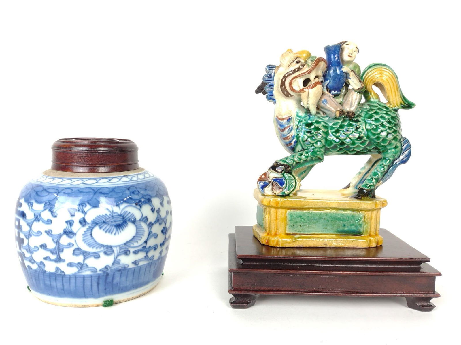 2 Chinese Ceramics Incl Foo Dog W/ Rider (1 of 4)