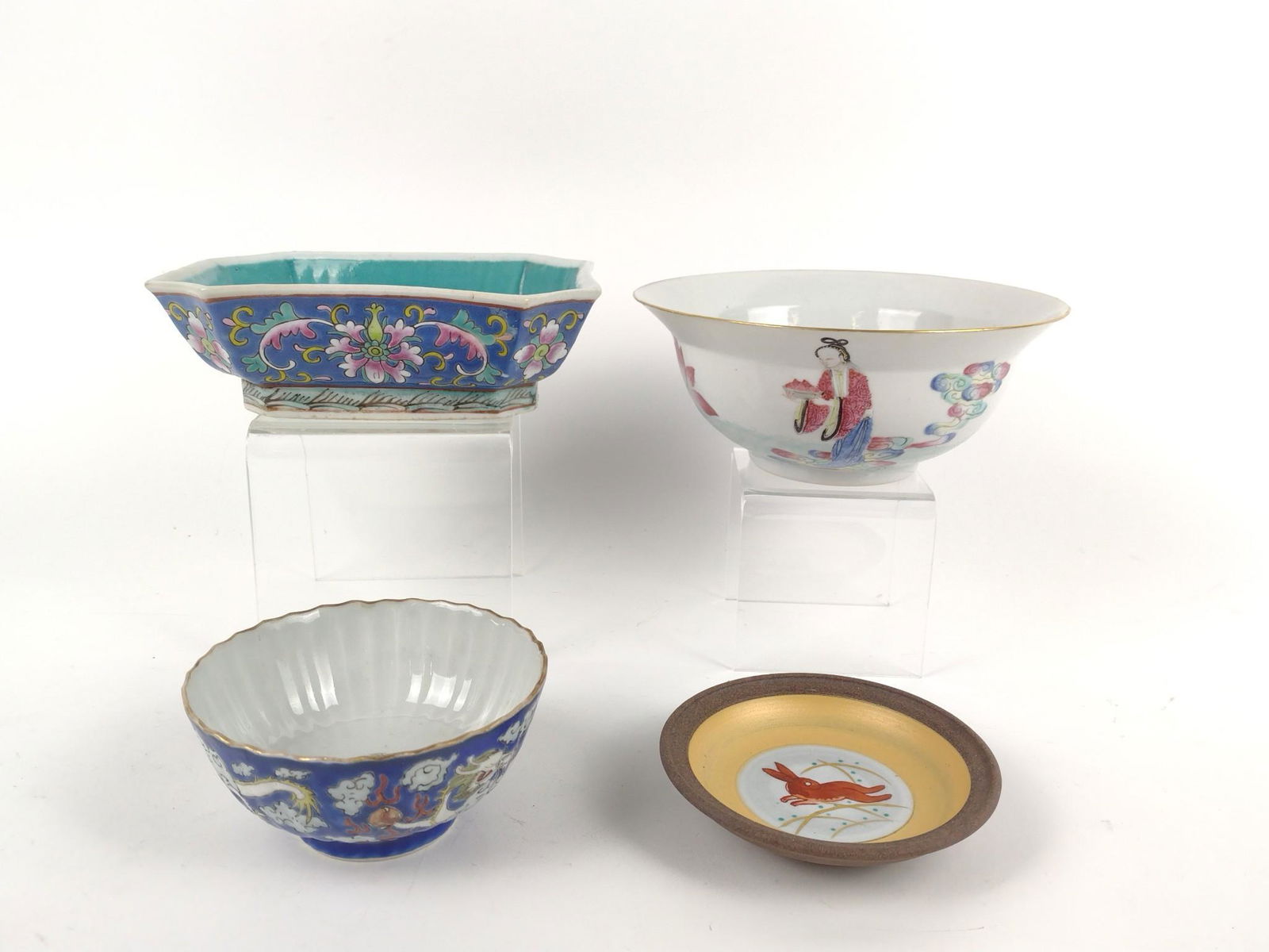 4 Chinese Ceramics Incl Rabbit Dish (1 of 5)