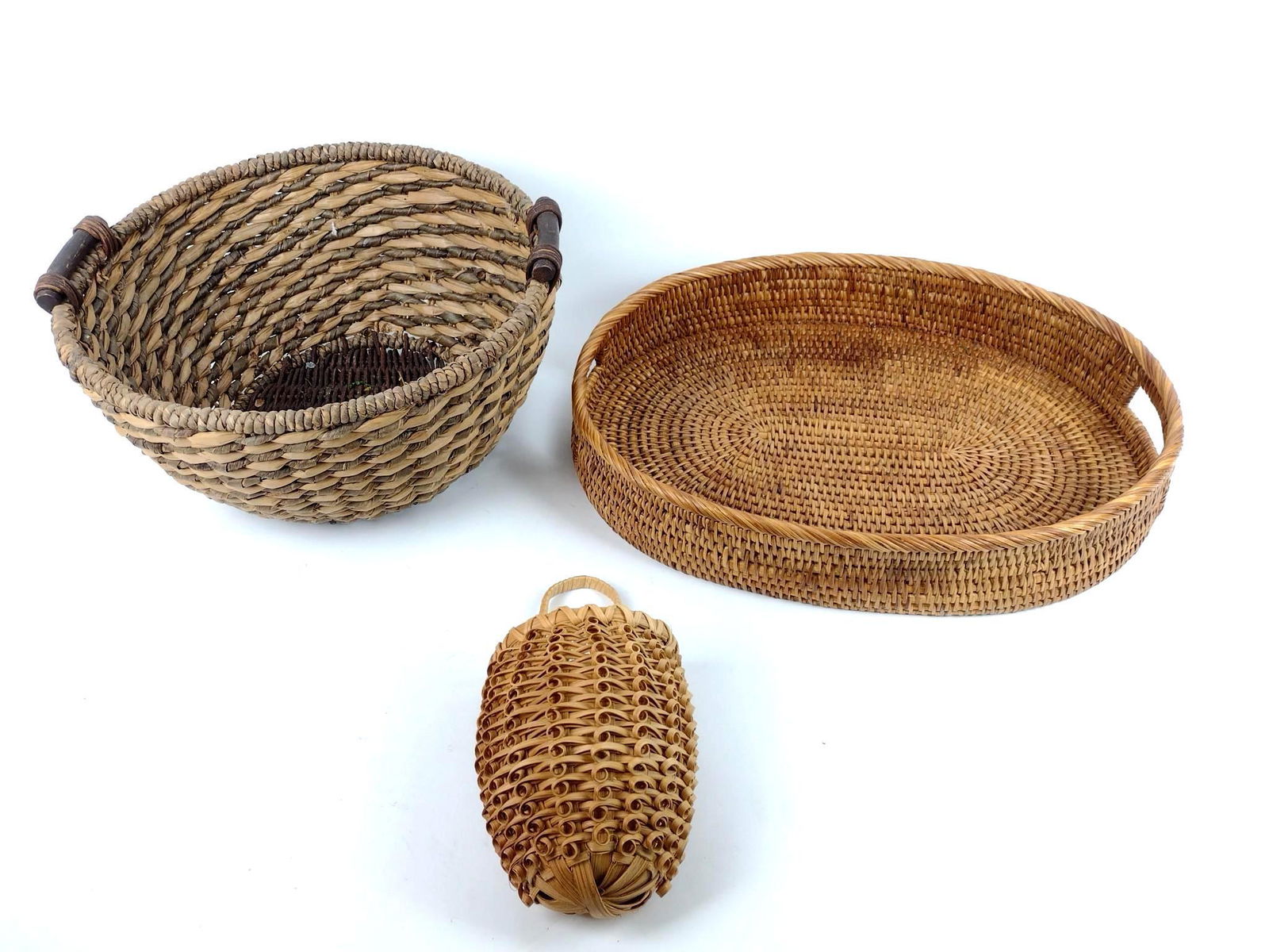 3 Pcs Vintage Basketry Incl Tray (1 of 3)