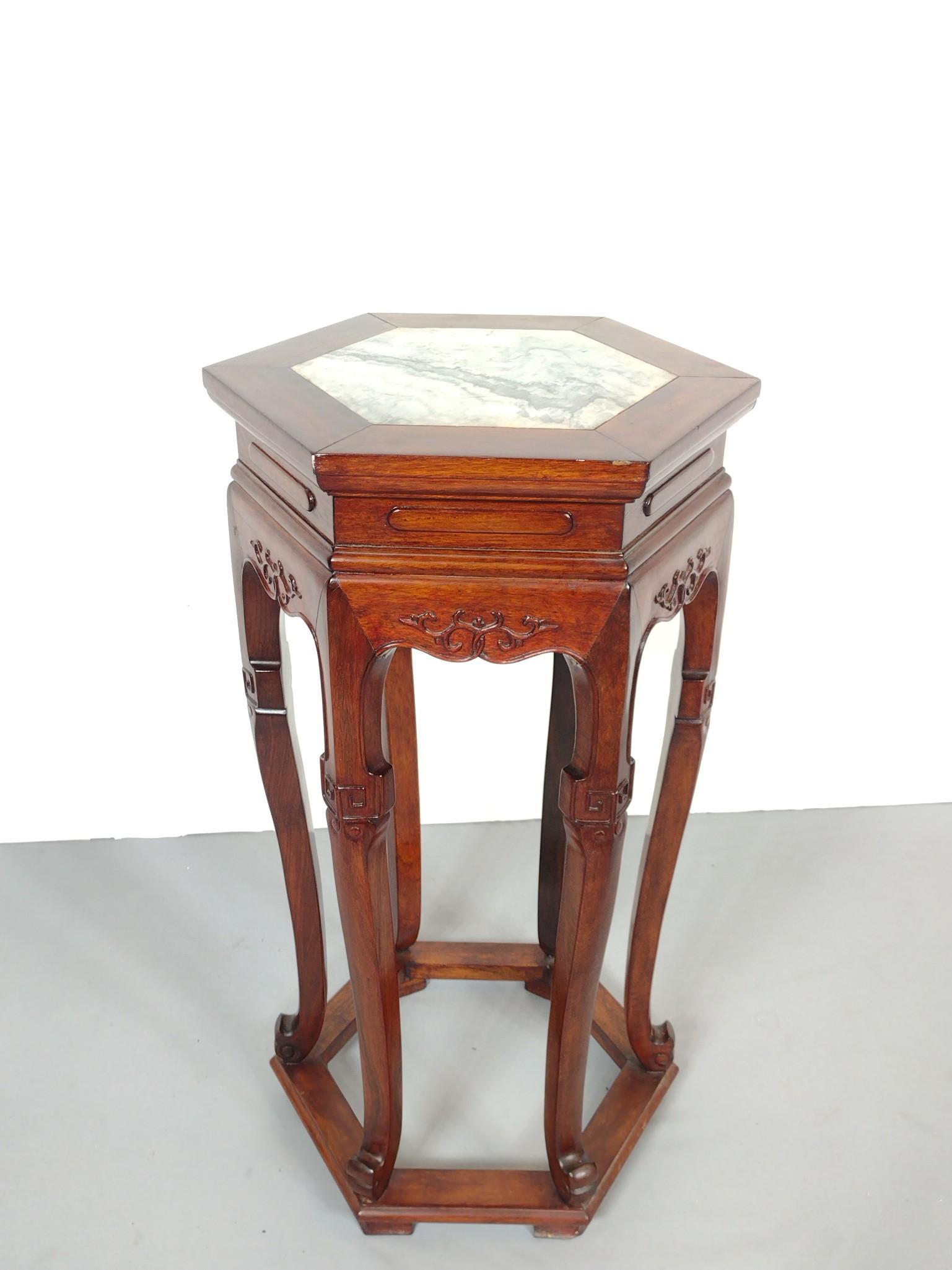 Marble Top Asian Plant Stand (1 of 5)