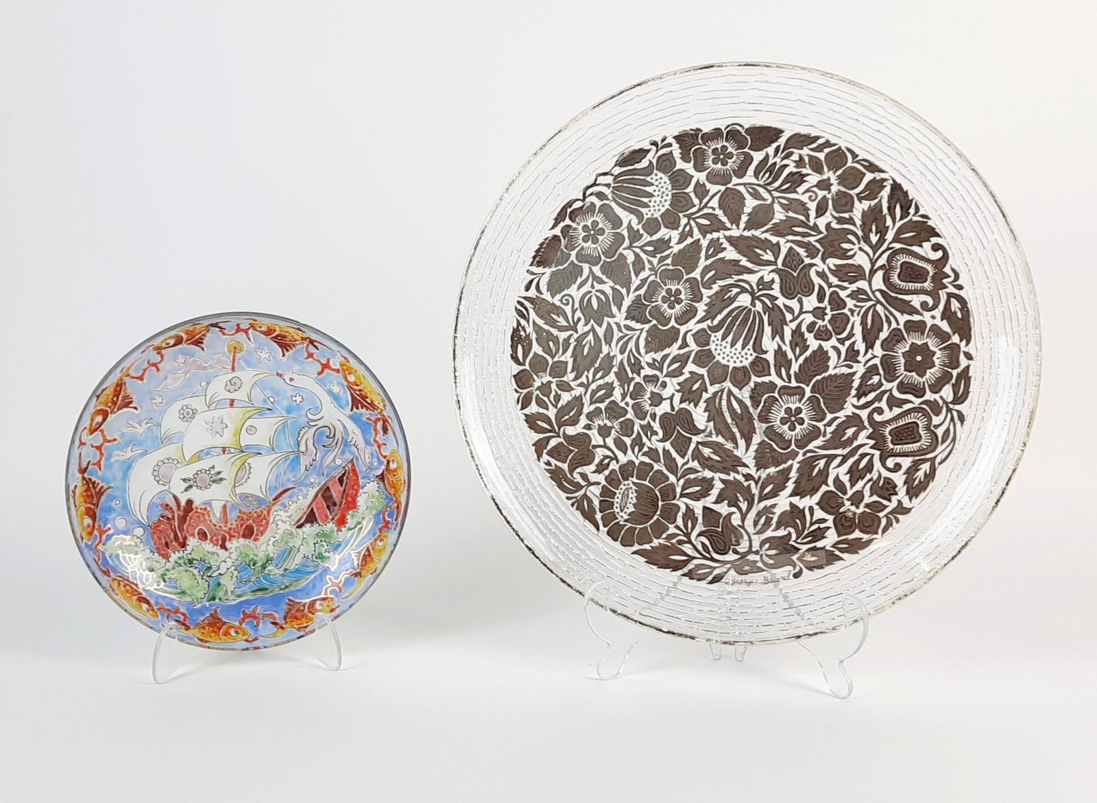 Moser Style Ship Plate and Georges Briard Platter (1 of 4)