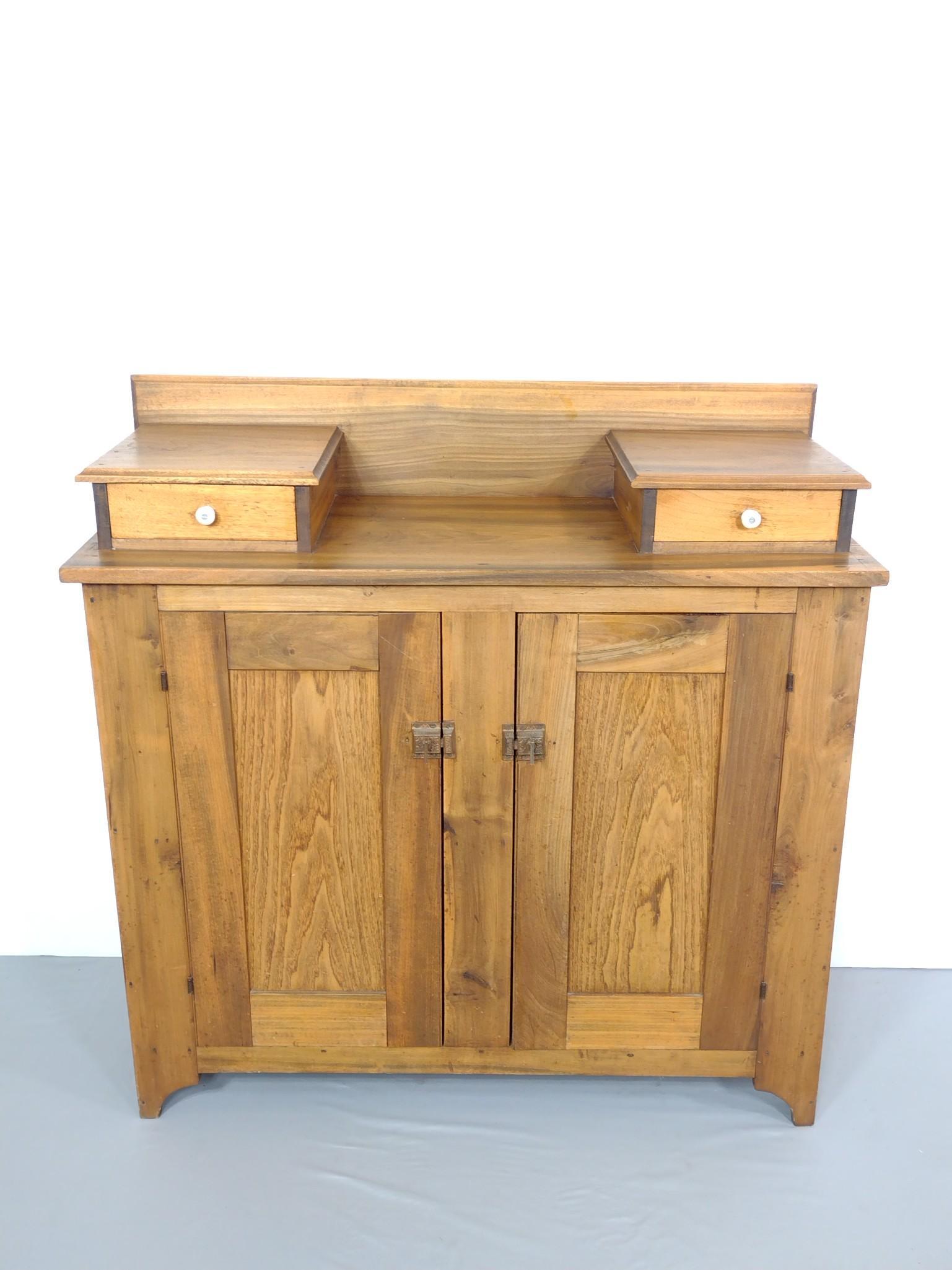 Antique Cabinet: 43-1/2" wide X 17-1/2" deep X 43-1/2" high. MG. IMPORTANT: Before bidding, please read the terms and conditions. When you registered for the auction you agreed to these terms and will be required to c