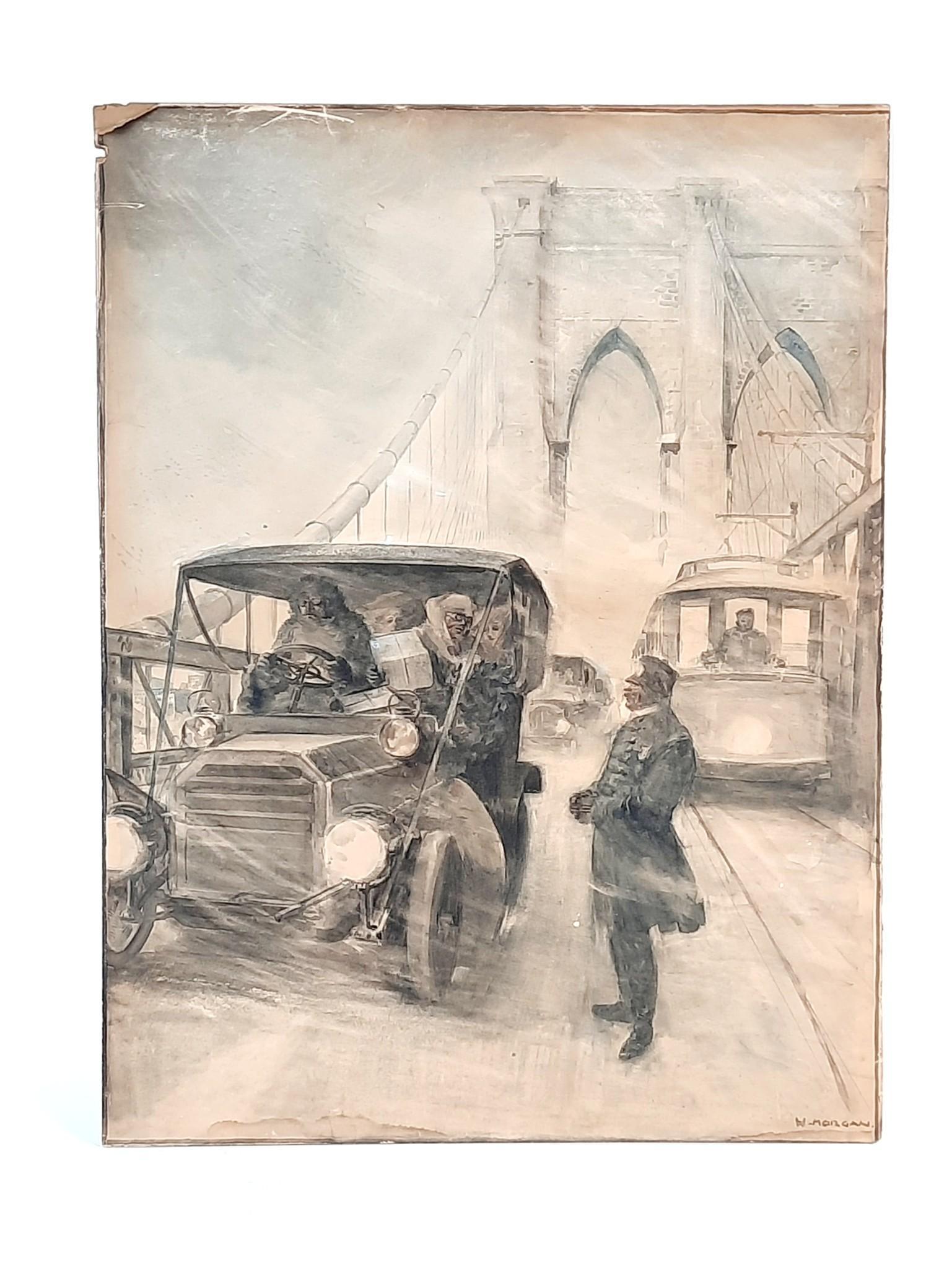 W. Morgan Traveling on Cable Bridge Illustration (1 of 5)